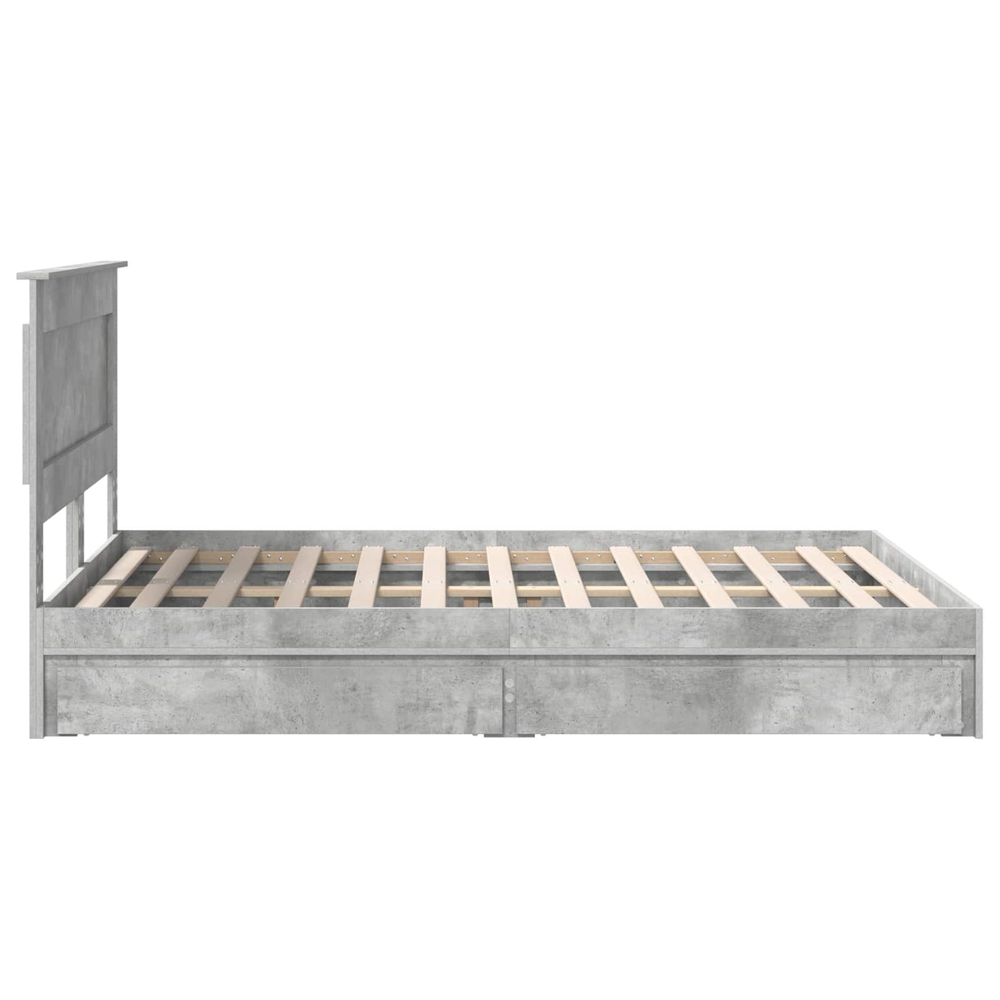 Tárolós Ágy fiókkal Beton Szürke 150 x 200 cm Szerelt Fa