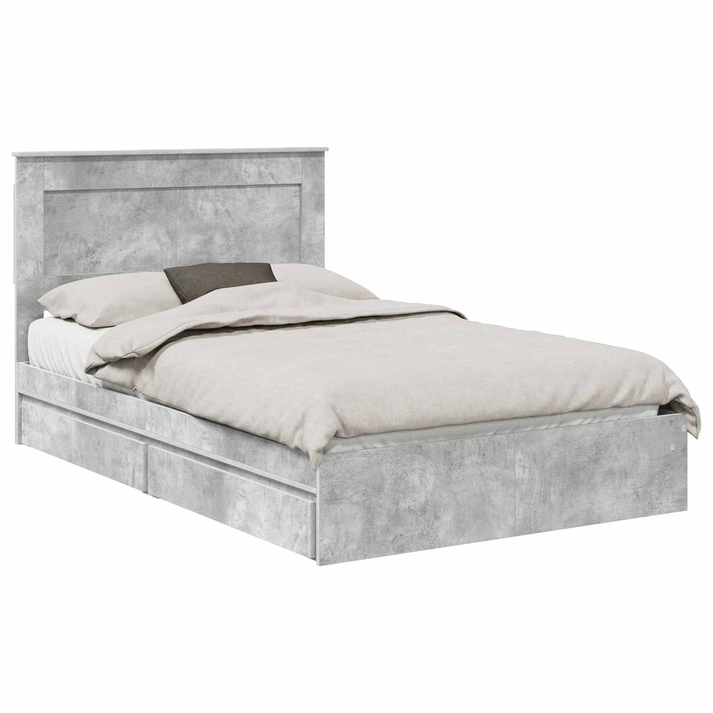 Tárolós Ágy fiókkal Beton Szürke 135 x 190 cm Szerelt Fa