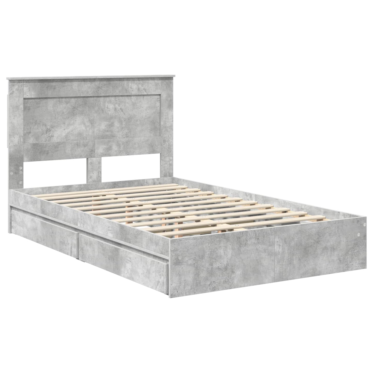 Tárolós Ágy fiókkal Beton Szürke 135 x 190 cm Szerelt Fa