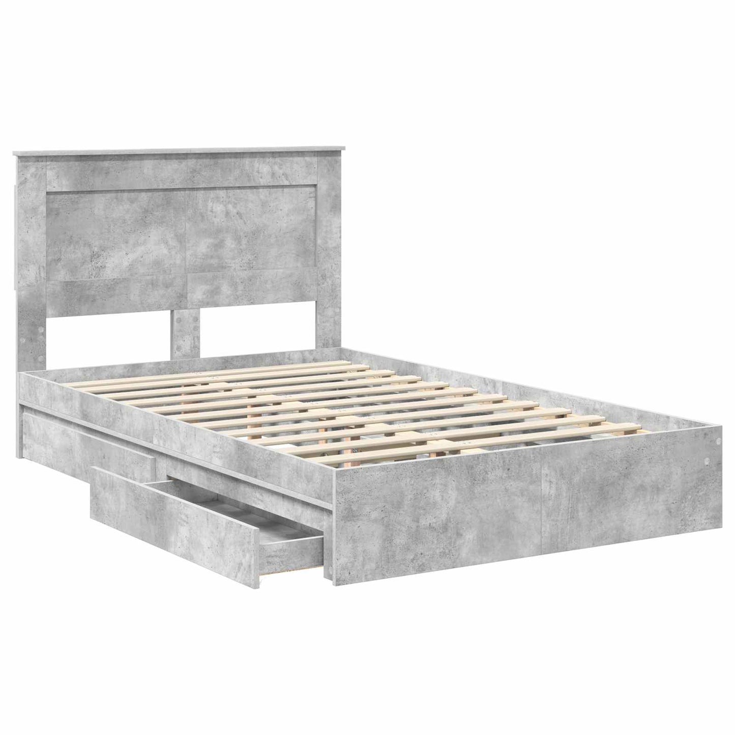 Tárolós Ágy fiókkal Beton Szürke 135 x 190 cm Szerelt Fa