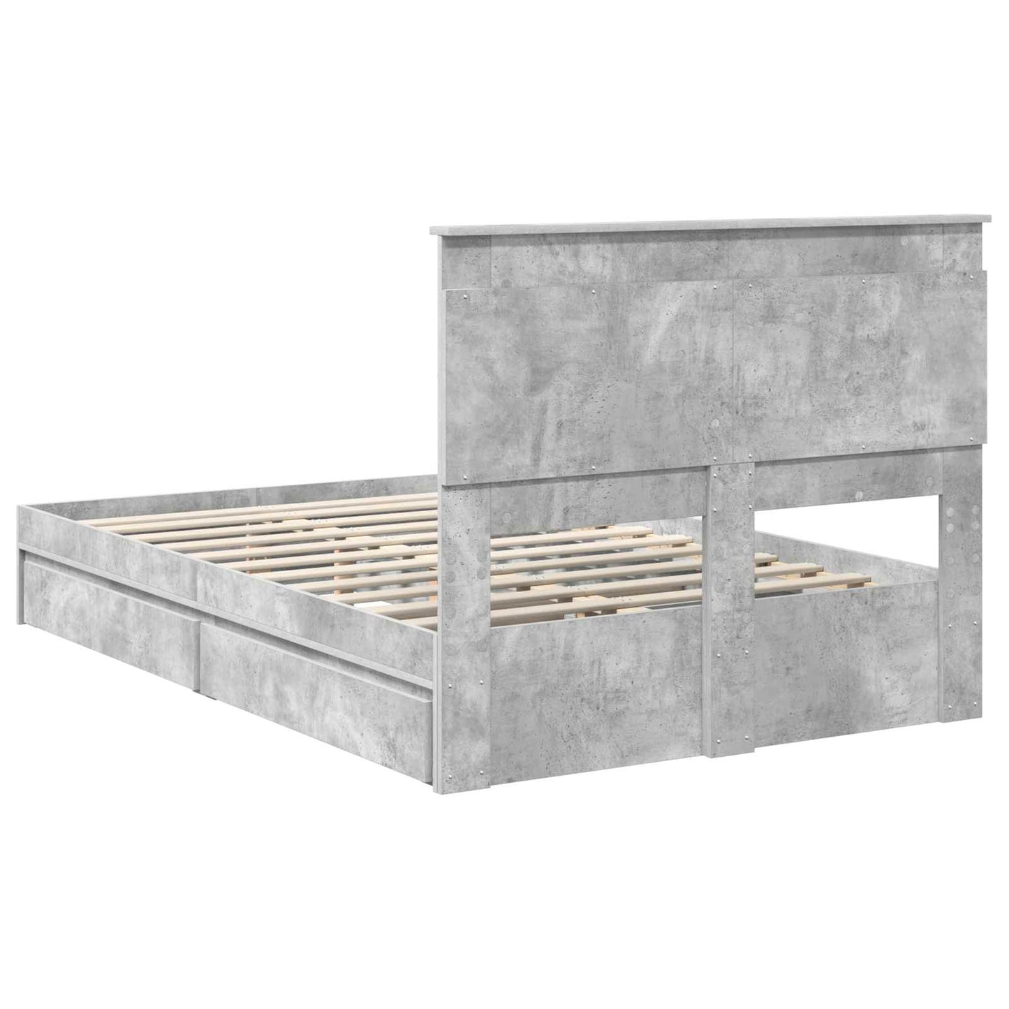 Tárolós Ágy fiókkal Beton Szürke 135 x 190 cm Szerelt Fa
