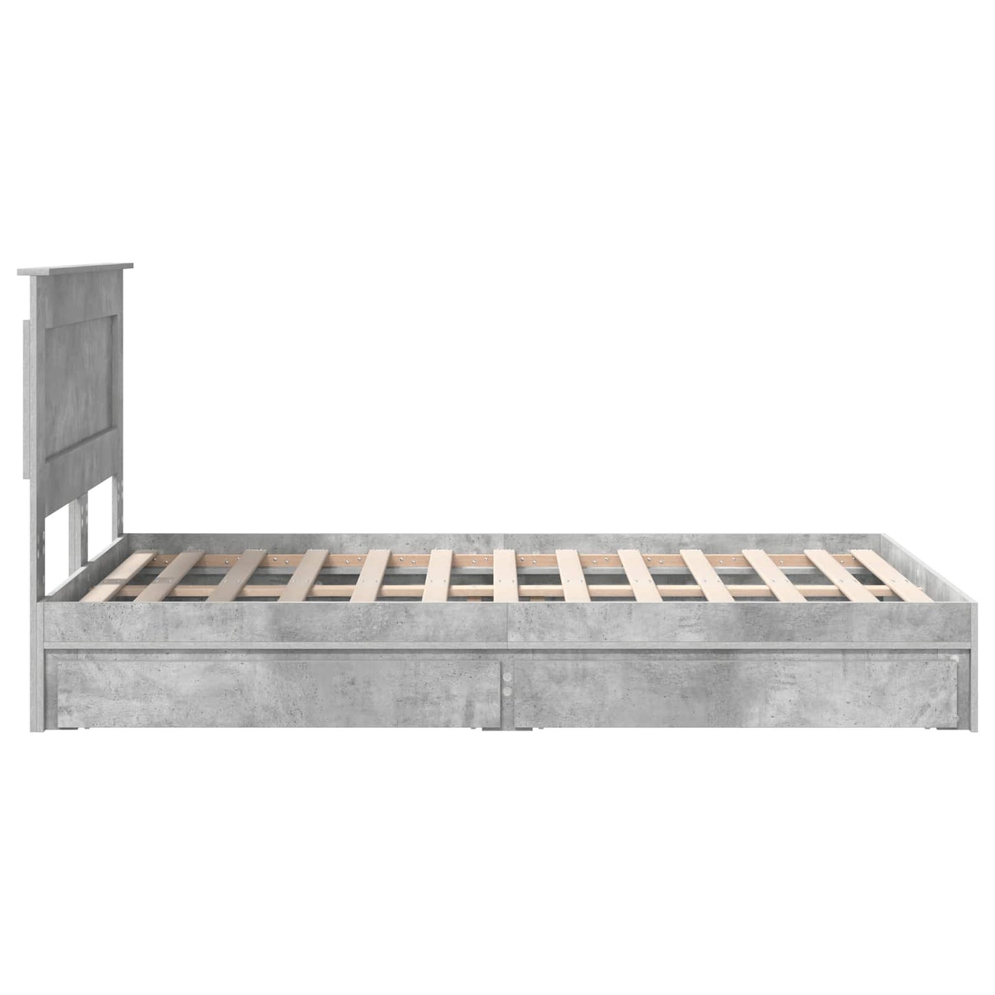 Tárolós Ágy fiókkal Beton Szürke 135 x 190 cm Szerelt Fa