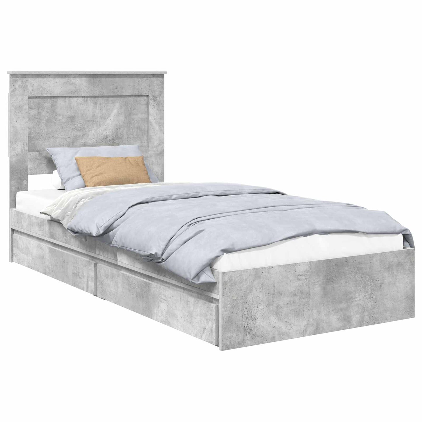 Tárolós Ágy fejtámlával Beton Szürke 90 x 190 cm Faanyag