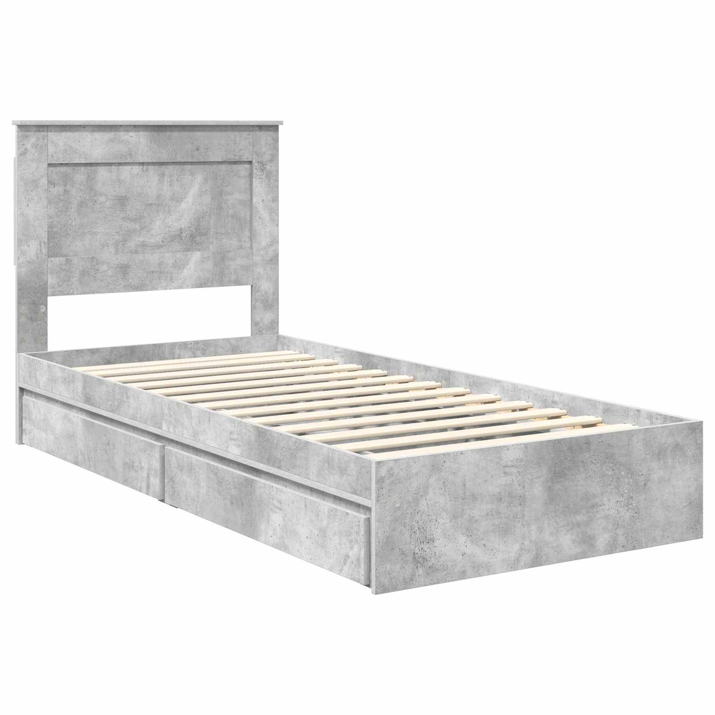 Tárolós Ágy fejtámlával Beton Szürke 90 x 190 cm Faanyag