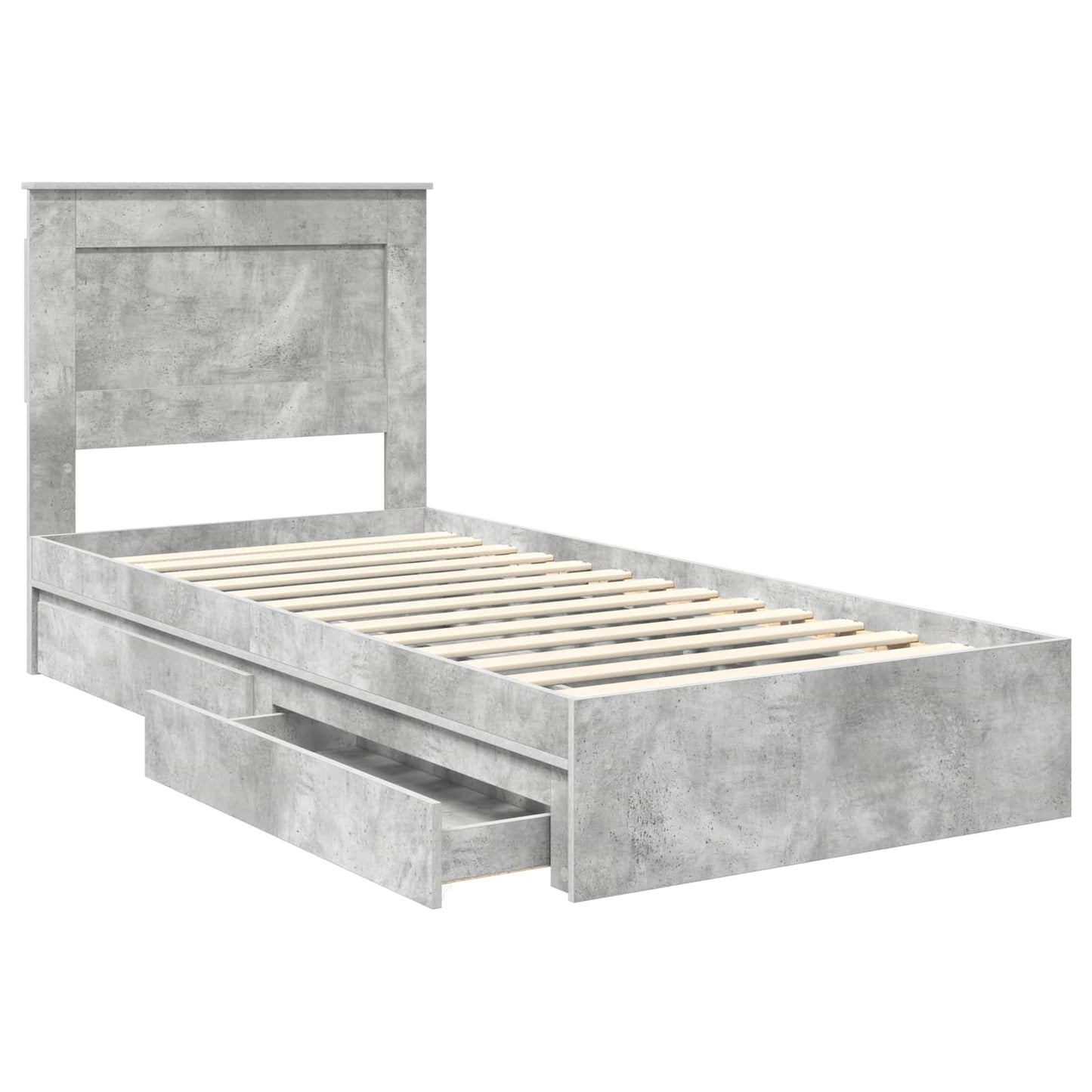 Tárolós Ágy fejtámlával Beton Szürke 90 x 190 cm Faanyag