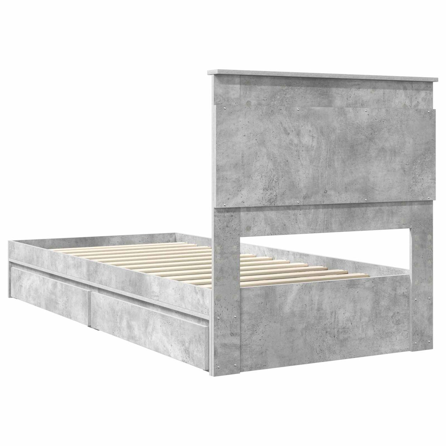 Tárolós Ágy fejtámlával Beton Szürke 90 x 190 cm Faanyag