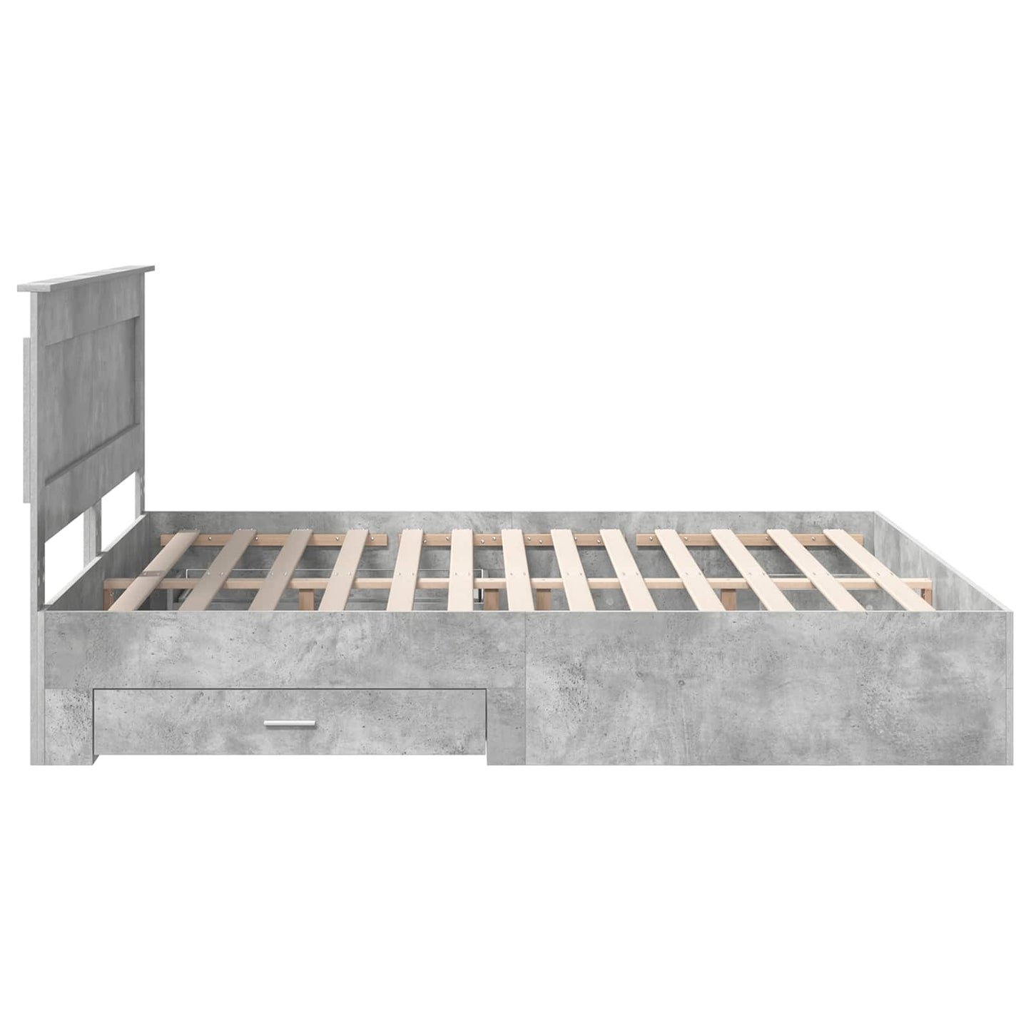 Ágykeret fiókkal tárolóval Beton Szürke 200 x 200 cm Szerelt Fa