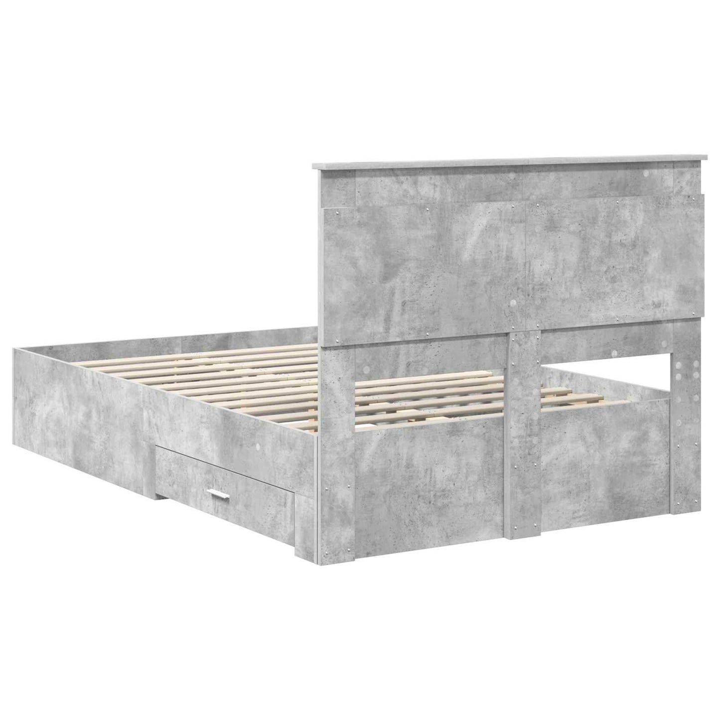 Ágykeret fiókkal tárolóval Beton Szürke 120 x 190 cm Szerelt Fa