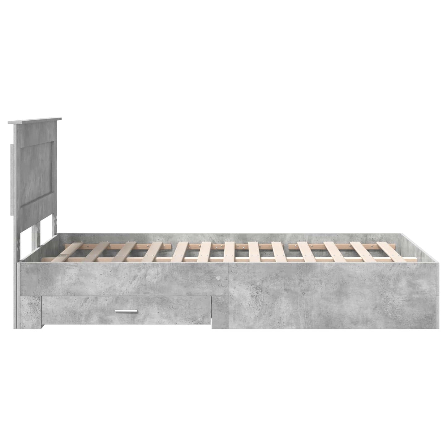Ágykeret fiókkal tárolóval Beton Szürke 120 x 200 cm Szerelt Fa