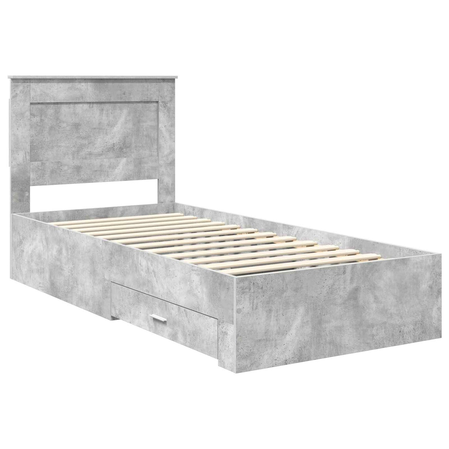 Ágykeret fiókkal tárolóval Beton Szürke 90 x 190 cm Szerelt Fa