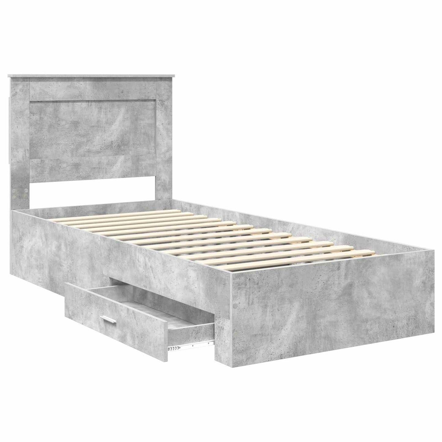 Ágykeret fiókkal tárolóval Beton Szürke 90 x 190 cm Szerelt Fa