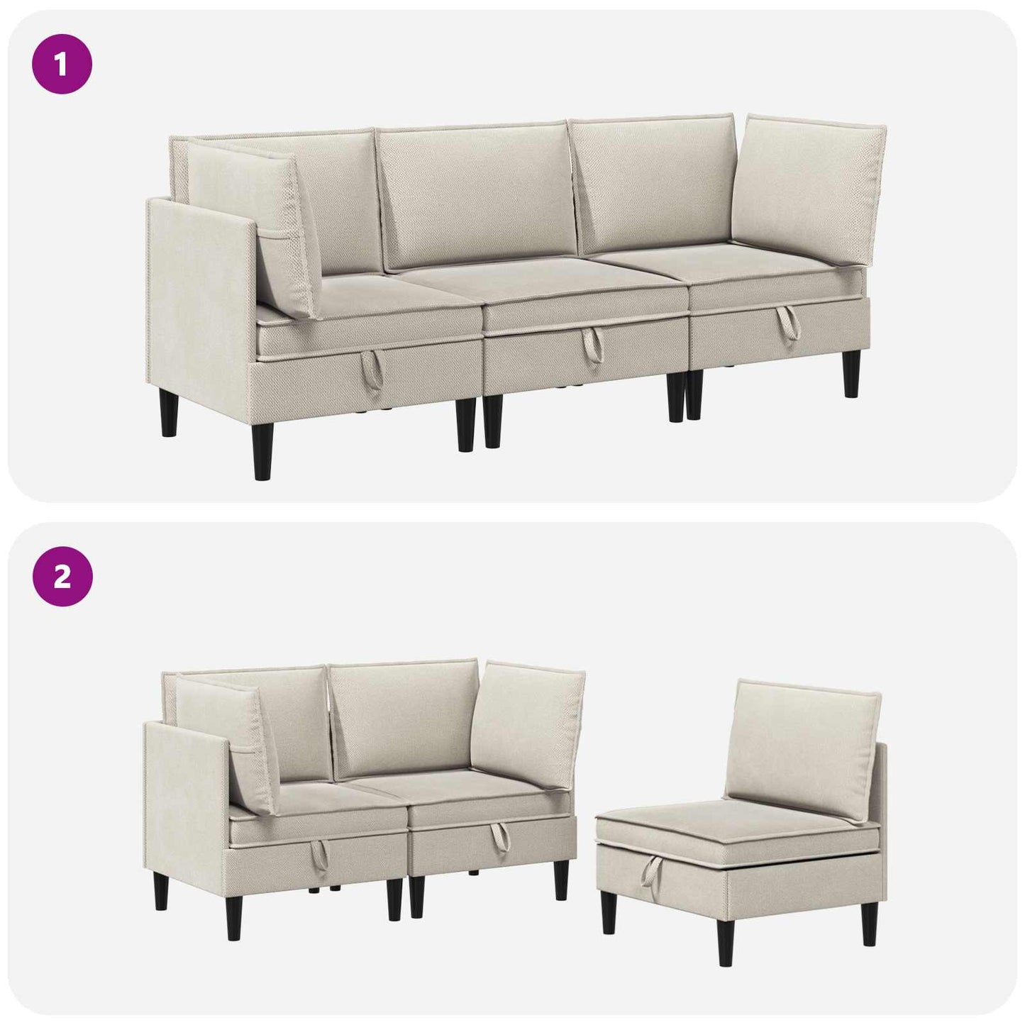 Nappali bútor szett 3 pcs Zabpehely Szövet