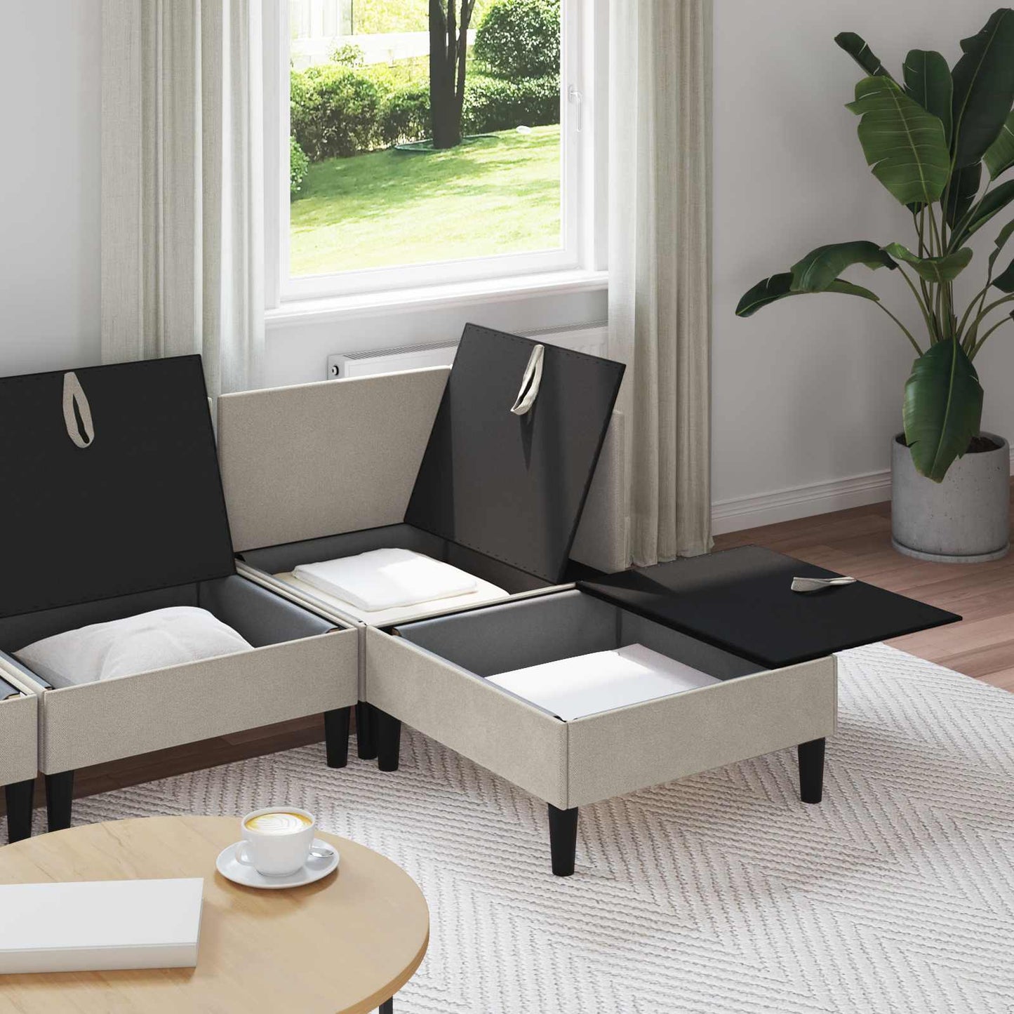 Nappali bútor szett 4 pcs Zabpehely Szövet
