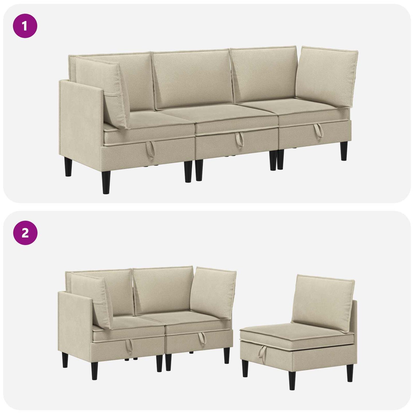 Nappali bútor szett 3 pcs Homokszín Szövet