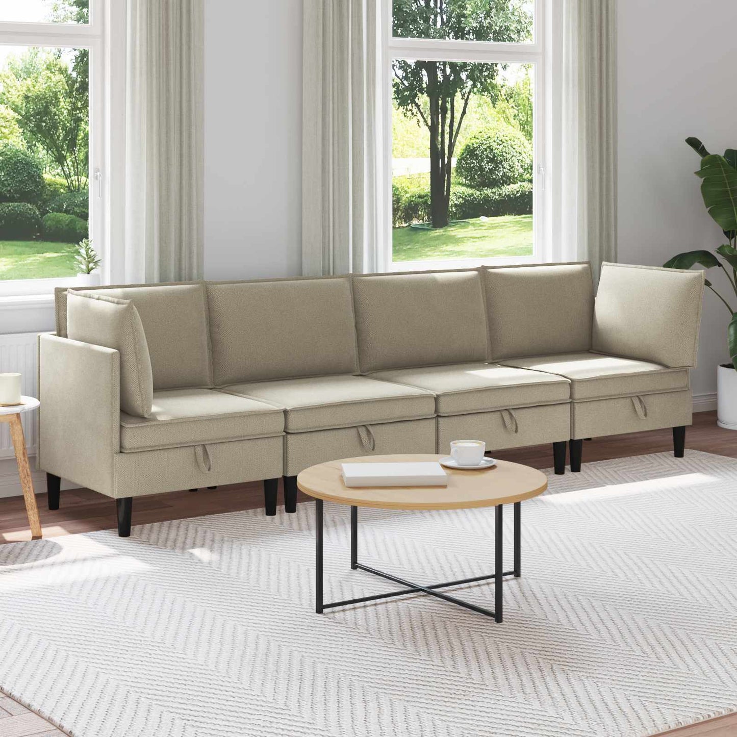 Nappali bútor szett 4 pcs Homokszín Szövet