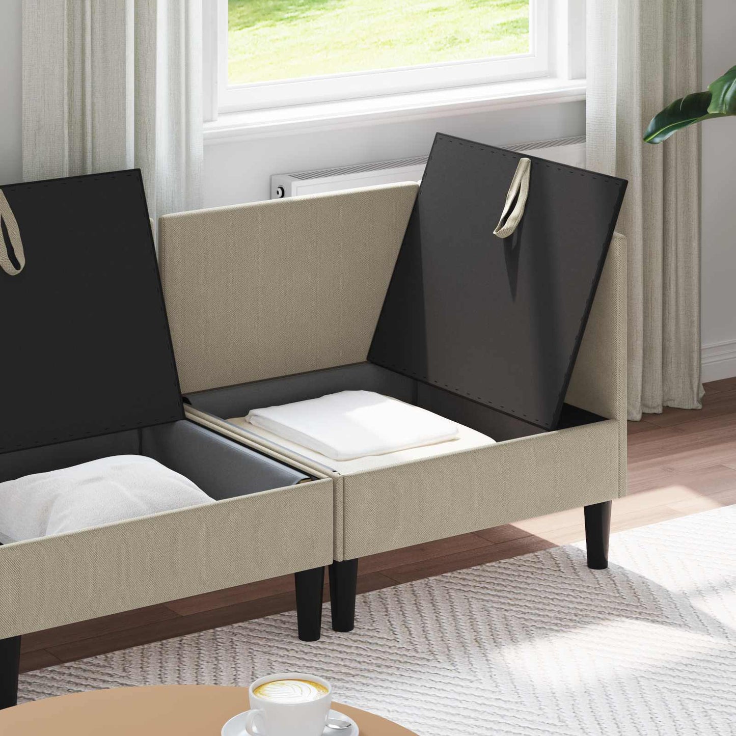 Nappali bútor szett 4 pcs Homokszín Szövet