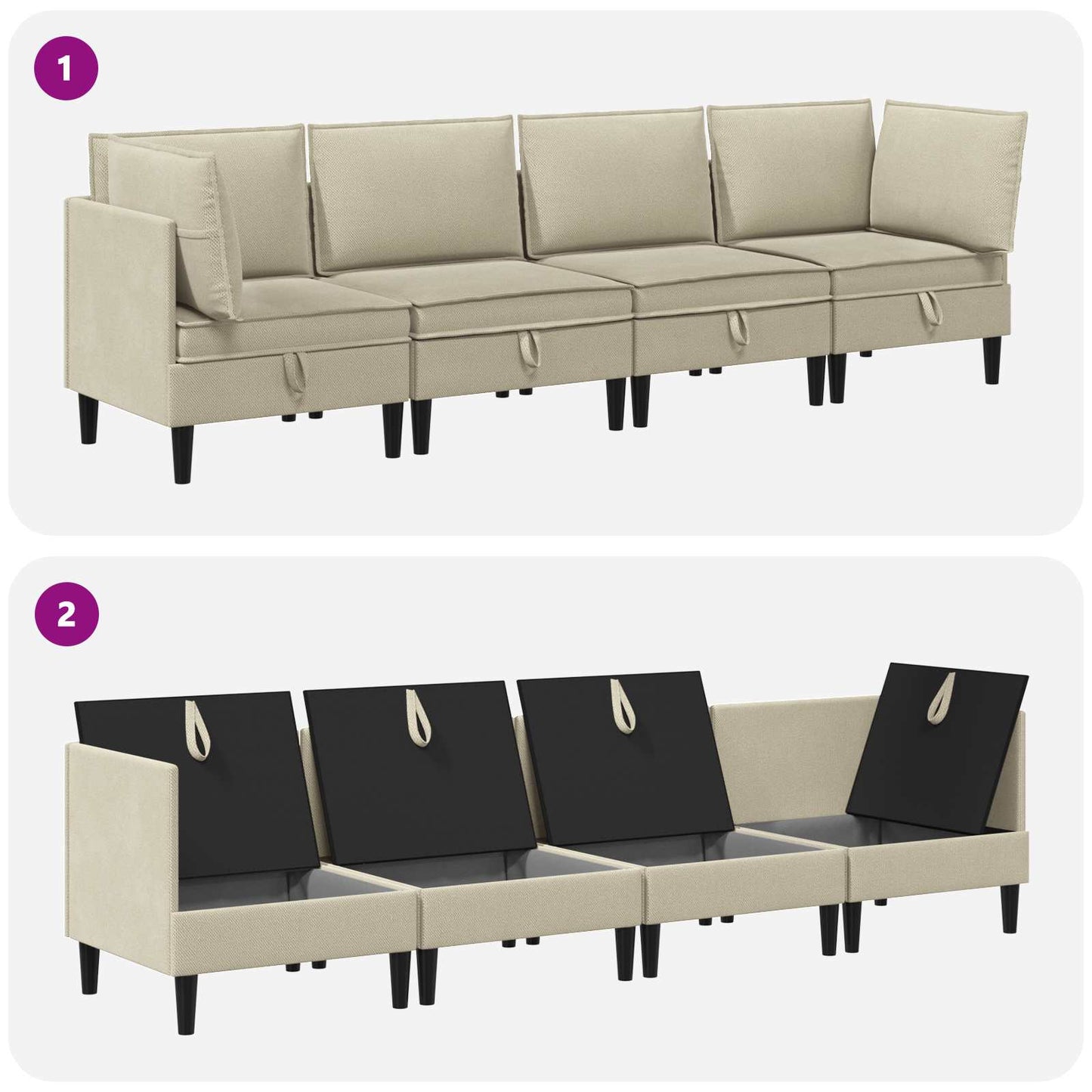 Nappali bútor szett 4 pcs Homokszín Szövet