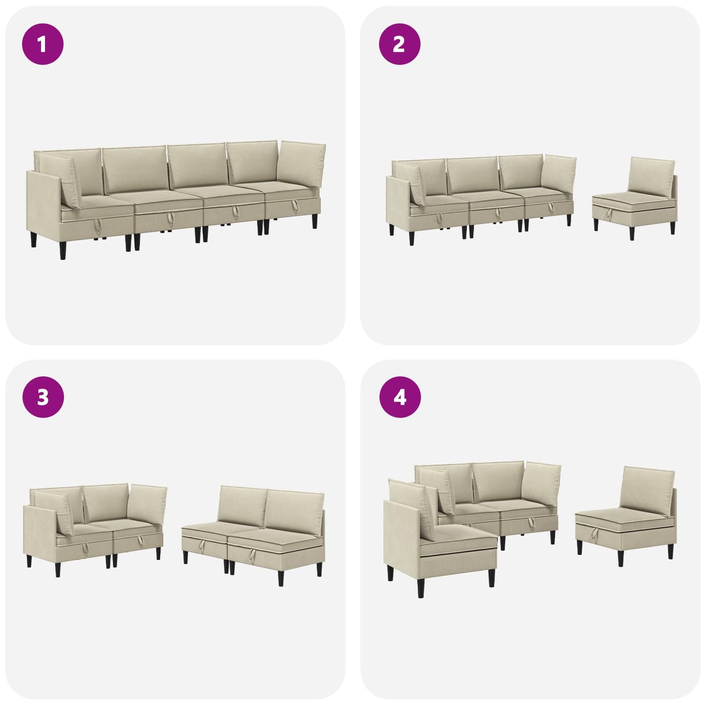 Nappali bútor szett 4 pcs Homokszín Szövet