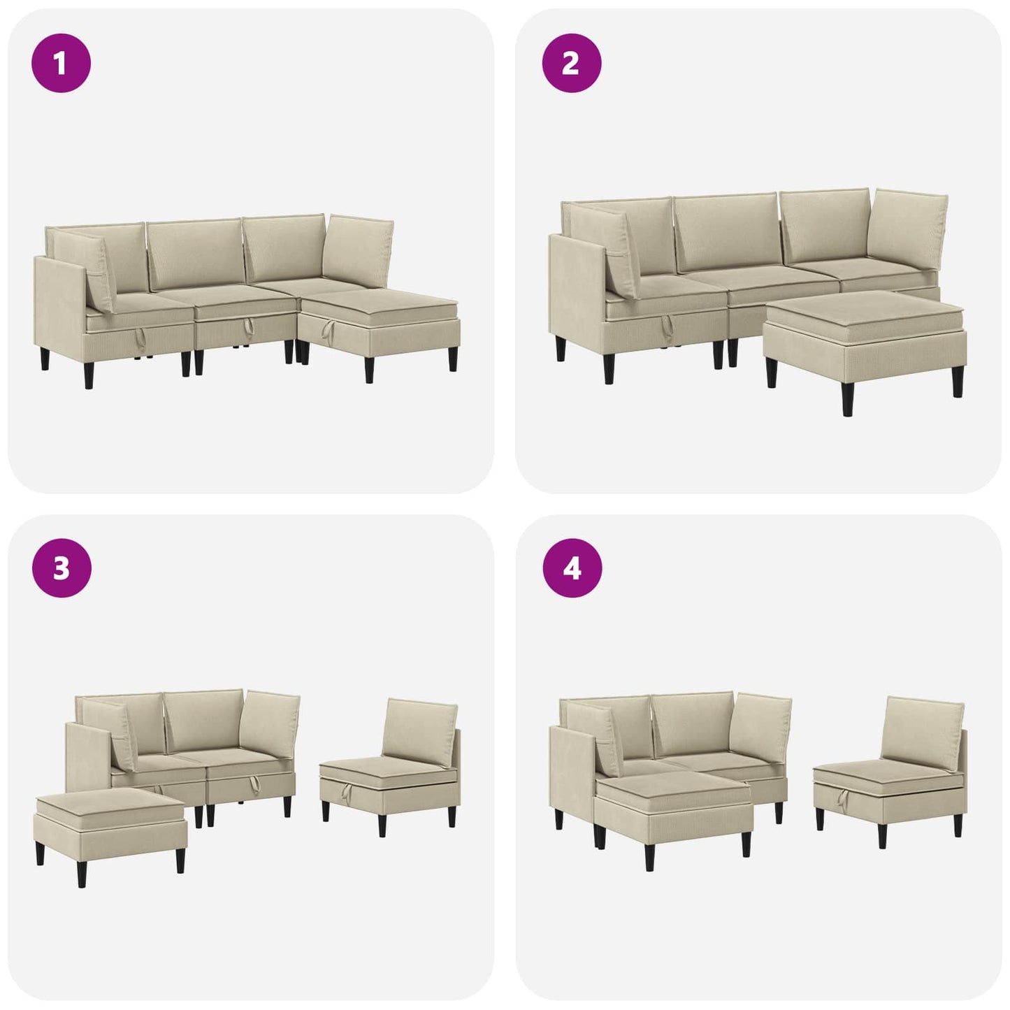 Nappali bútor szett 4 pcs Homokszín Szövet