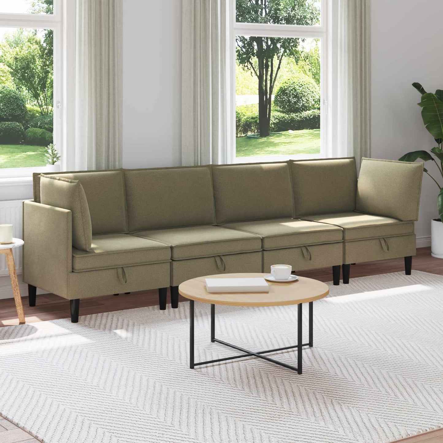 Nappali bútor szett 4 pcs Khaki Szövet