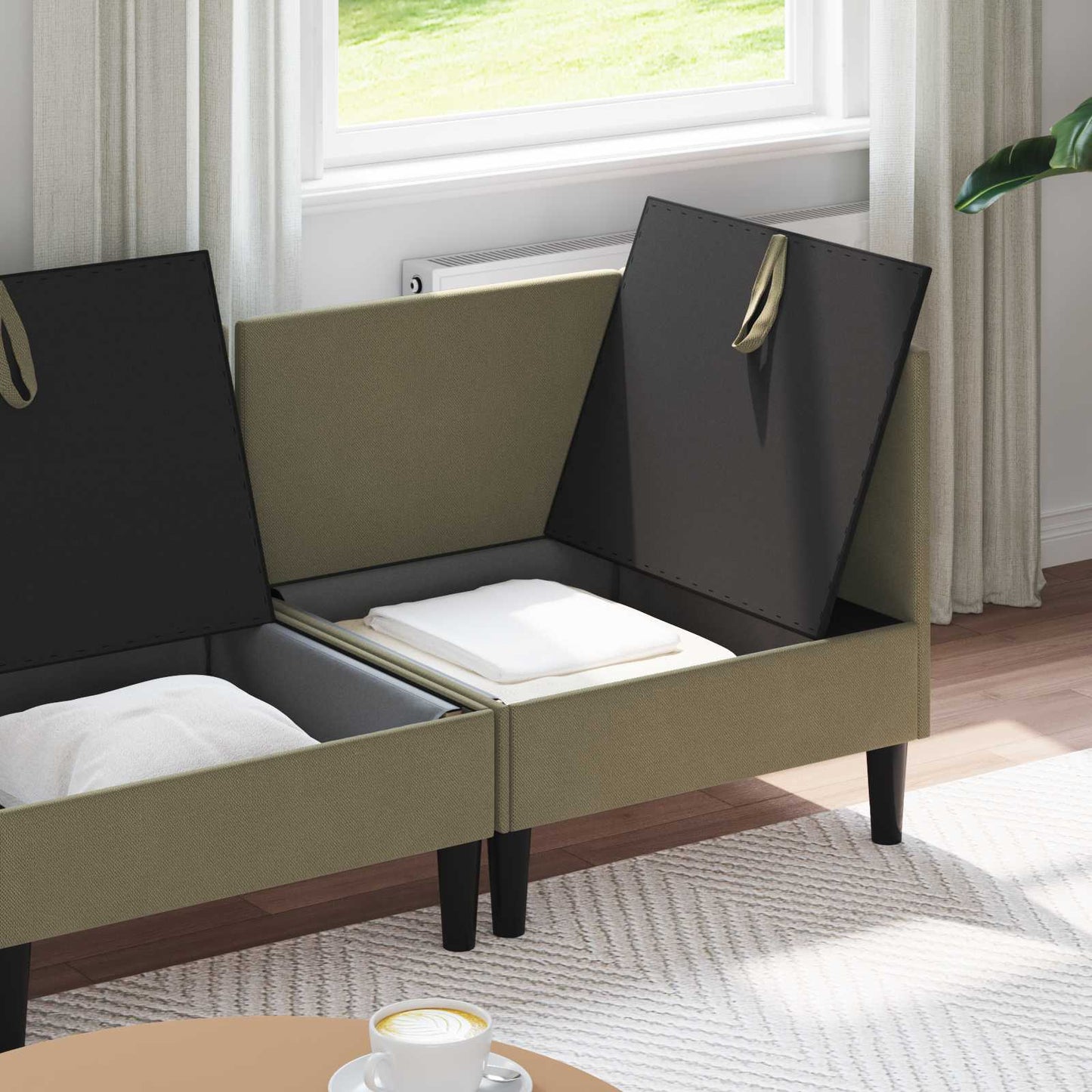 Nappali bútor szett 4 pcs Khaki Szövet