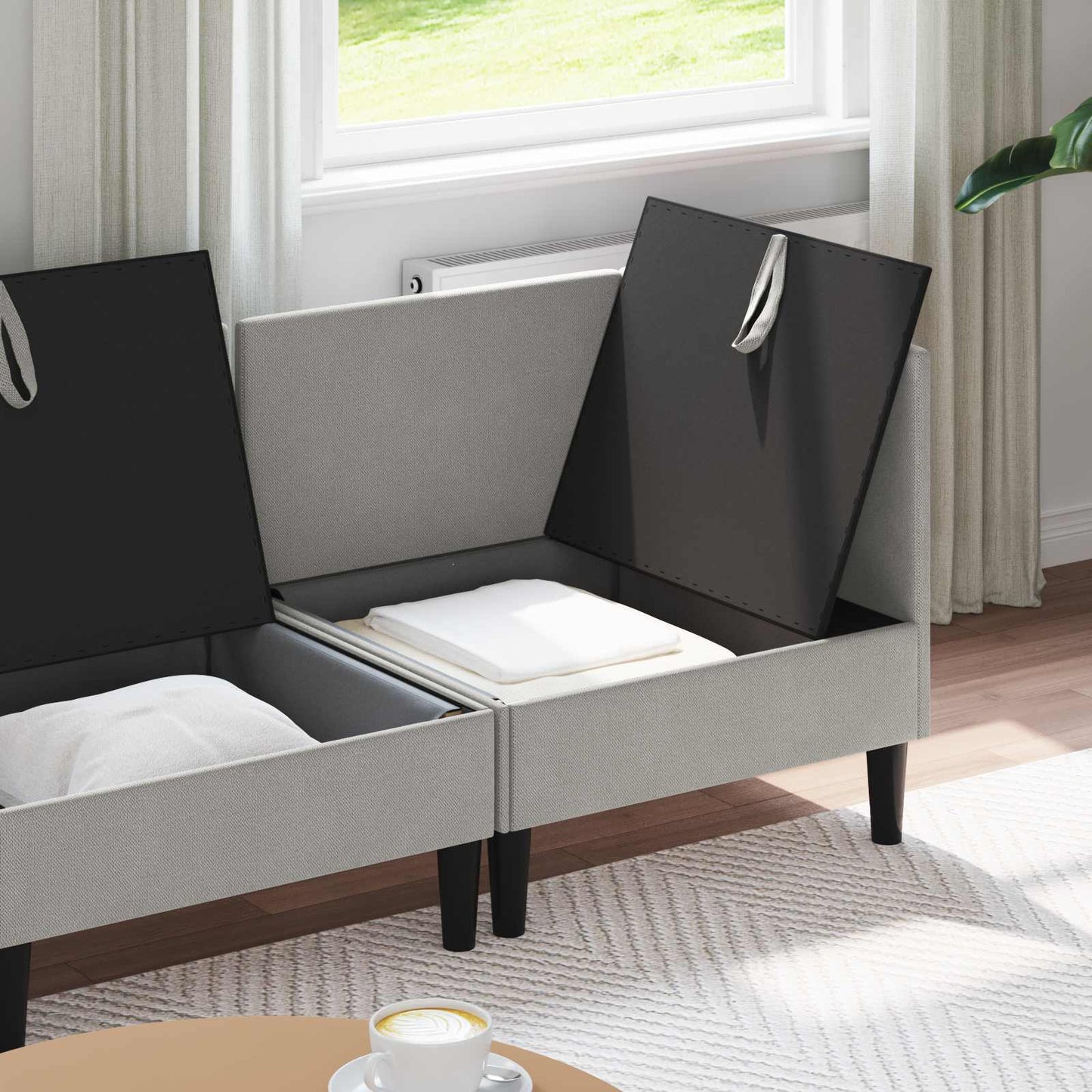 Nappali bútor szett 3 pcs Világosszürke Szövet