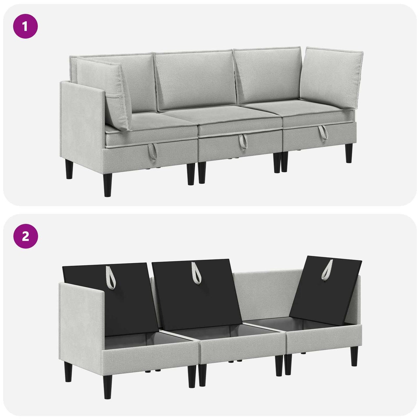 Nappali bútor szett 3 pcs Világosszürke Szövet