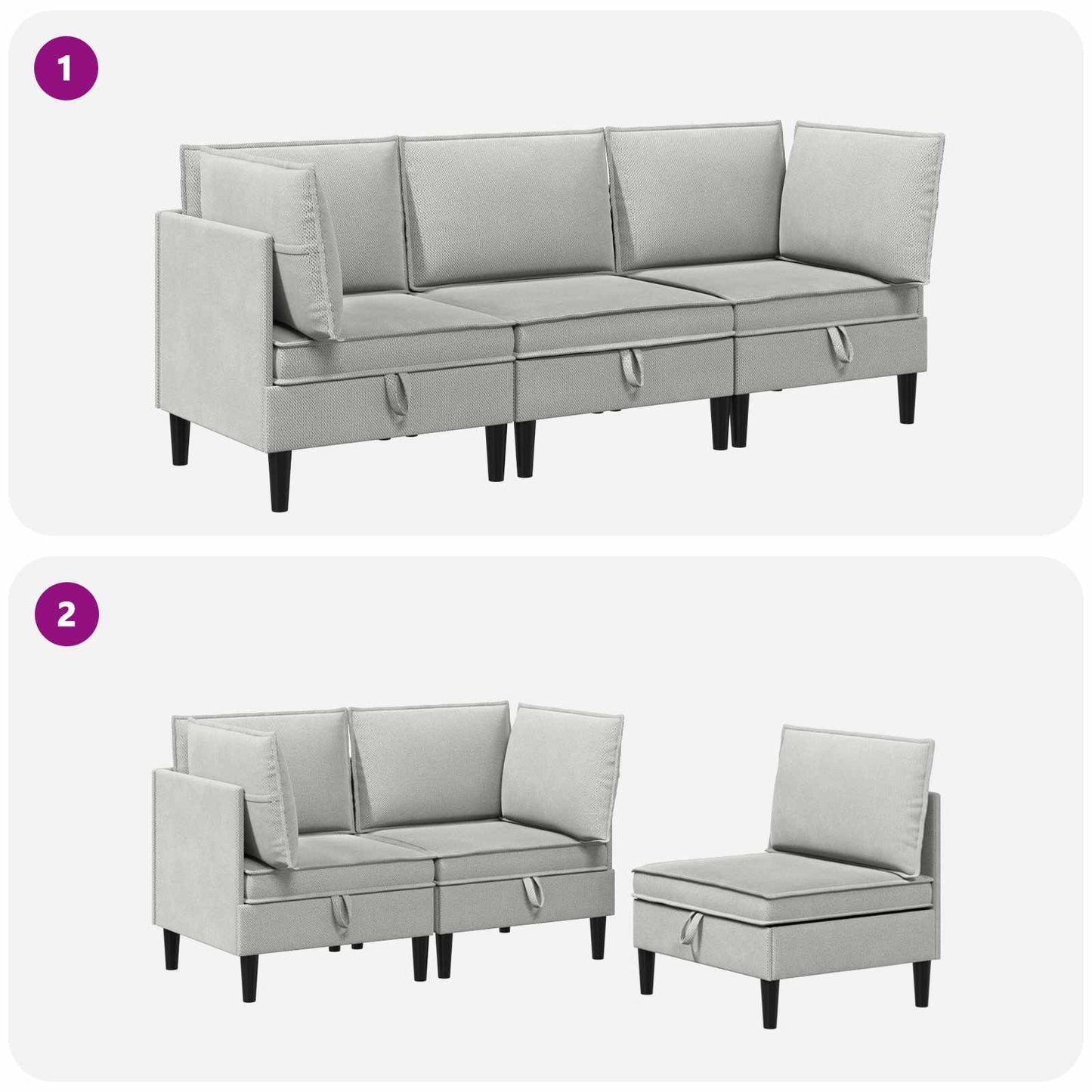 Nappali bútor szett 3 pcs Világosszürke Szövet