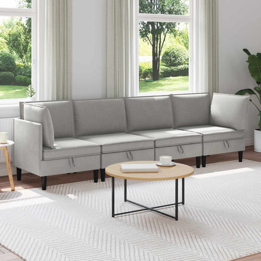 Nappali bútor szett 4 pcs Világosszürke Szövet