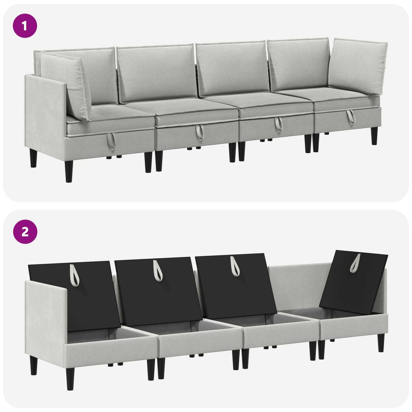 Nappali bútor szett 4 pcs Világosszürke Szövet