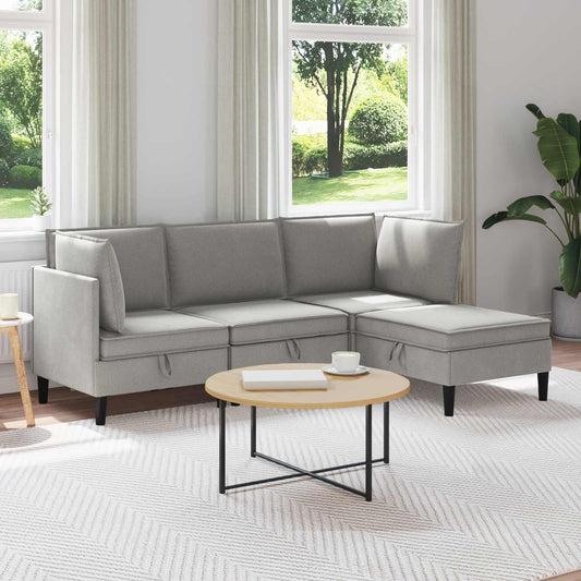 Nappali bútor szett 4 pcs Világosszürke Szövet
