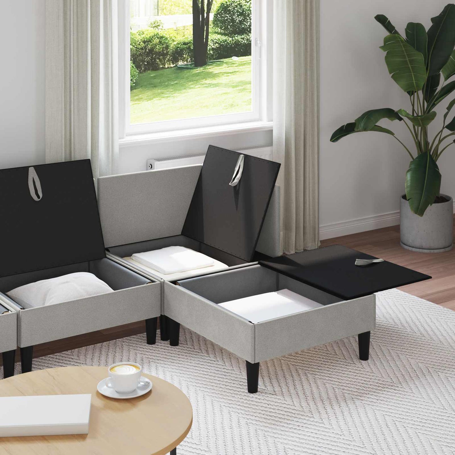 Nappali bútor szett 4 pcs Világosszürke Szövet