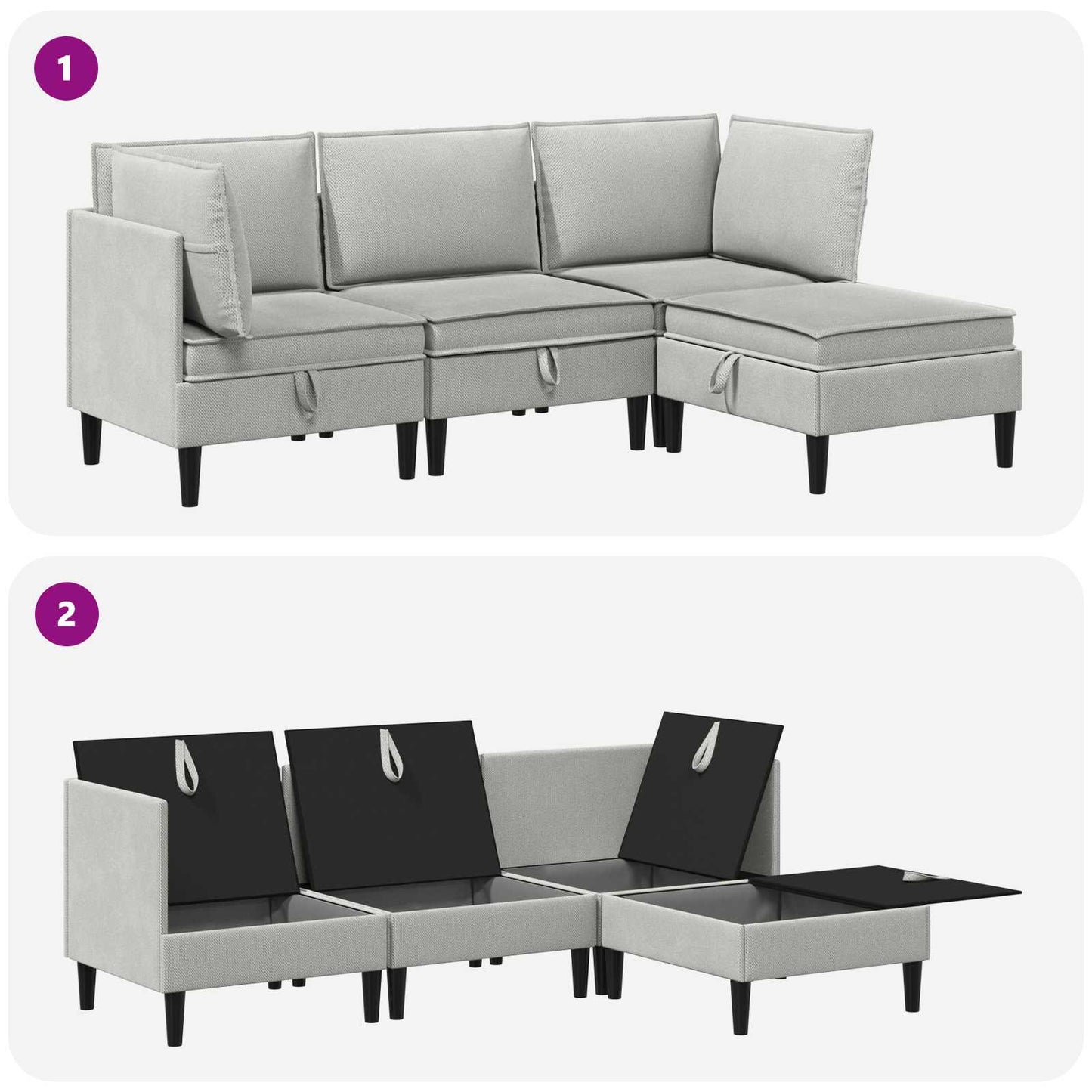 Nappali bútor szett 4 pcs Világosszürke Szövet