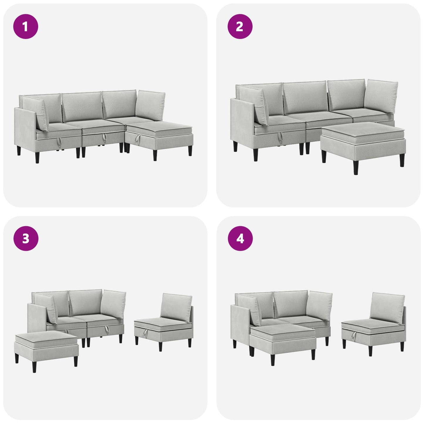 Nappali bútor szett 4 pcs Világosszürke Szövet