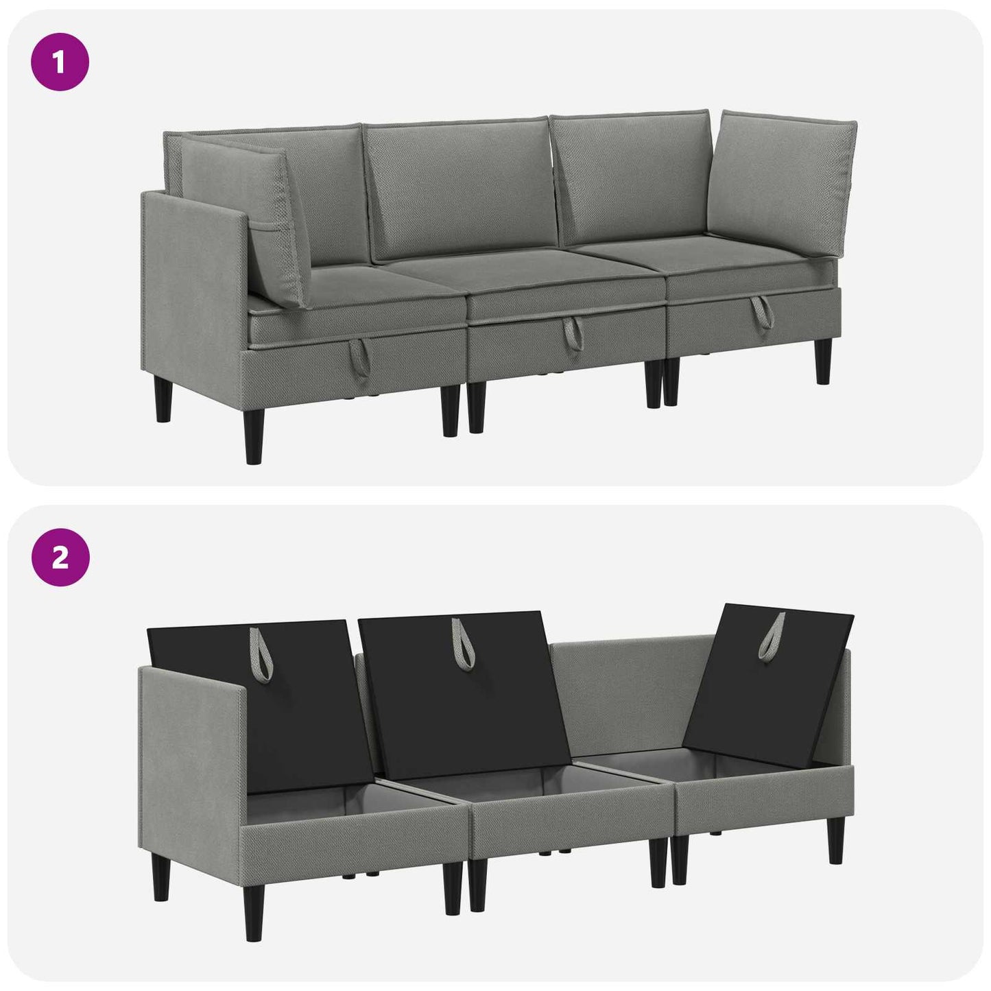 Nappali bútor szett 3 pcs Sötétszürke Szövet