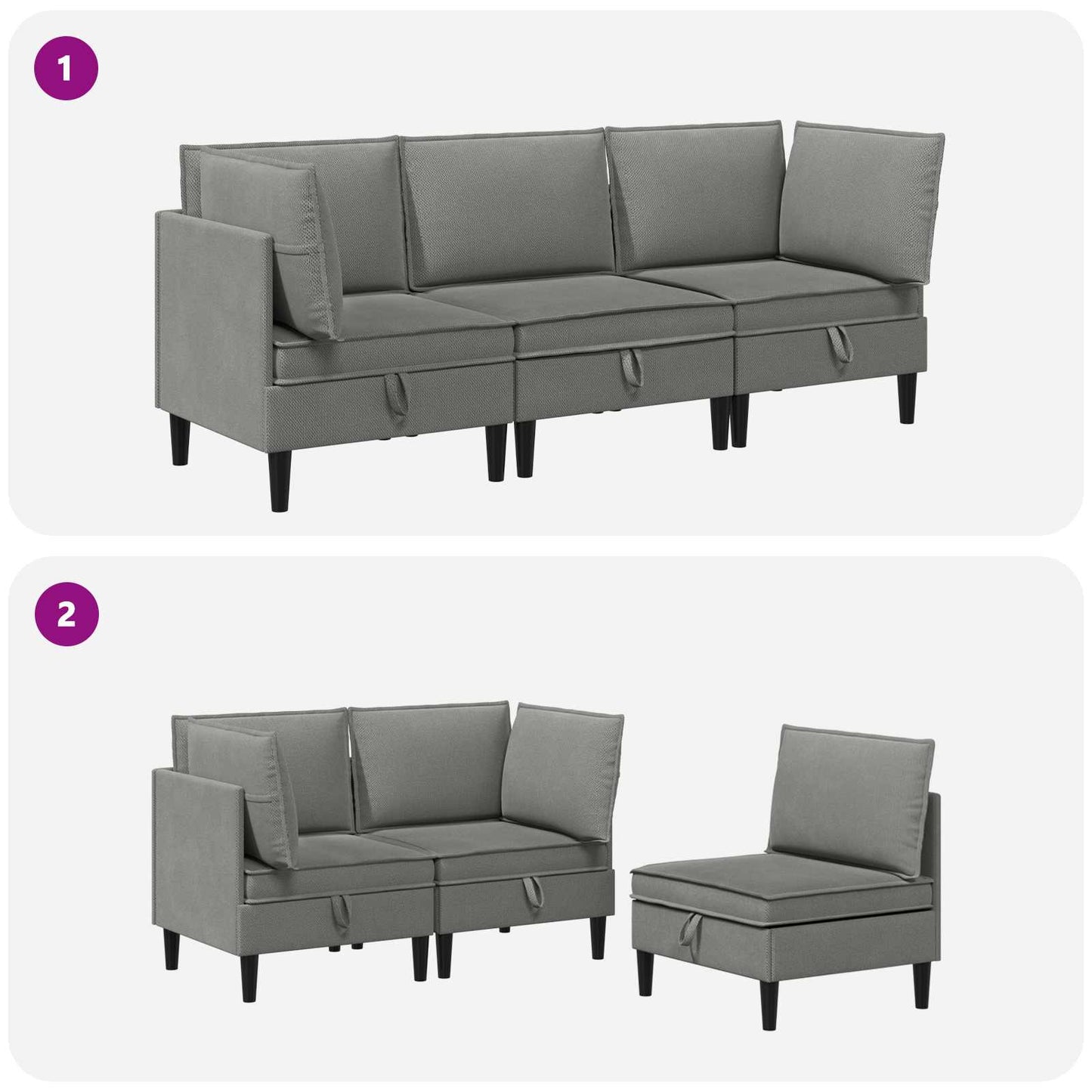 Nappali bútor szett 3 pcs Sötétszürke Szövet
