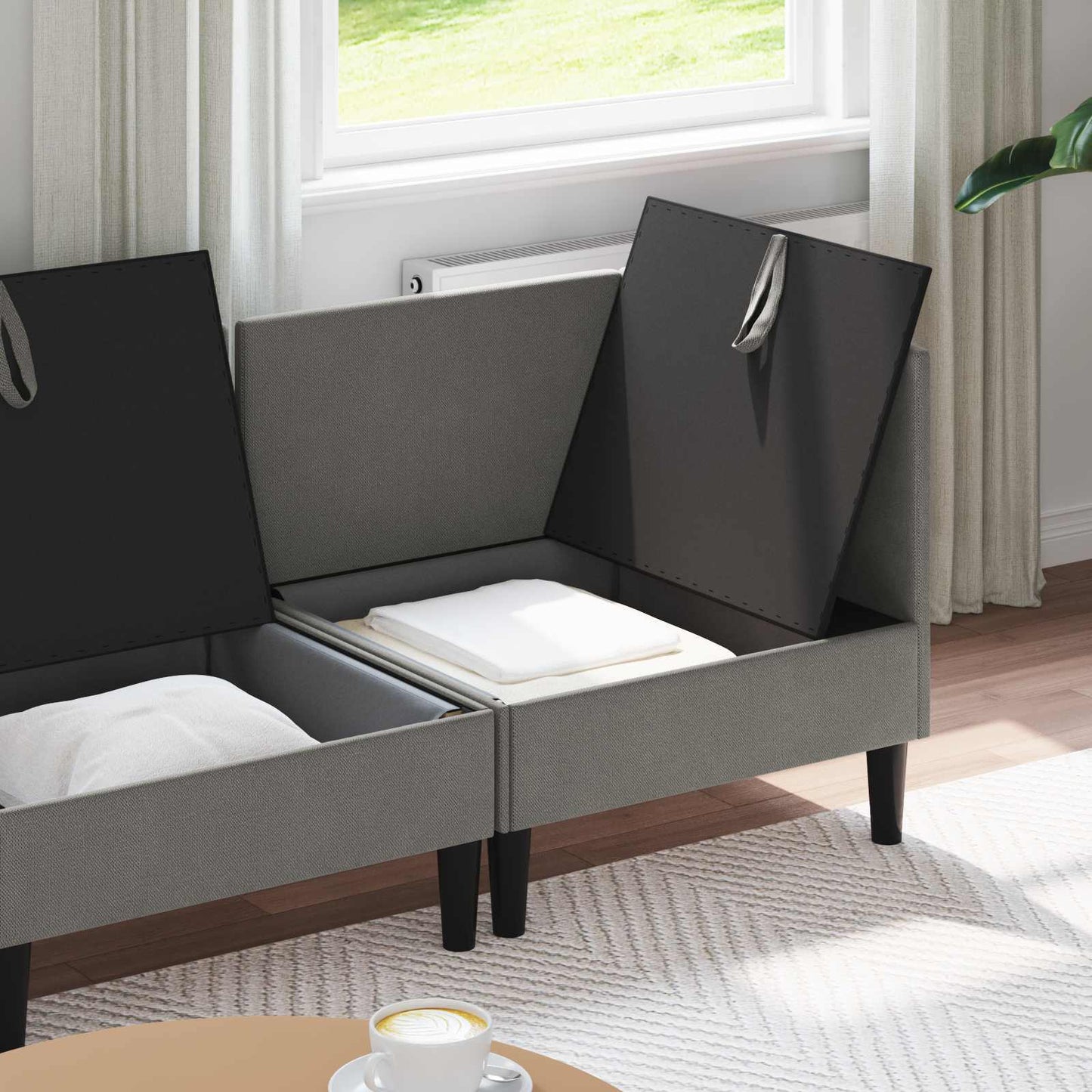 Nappali bútor szett 4 pcs Sötétszürke Szövet