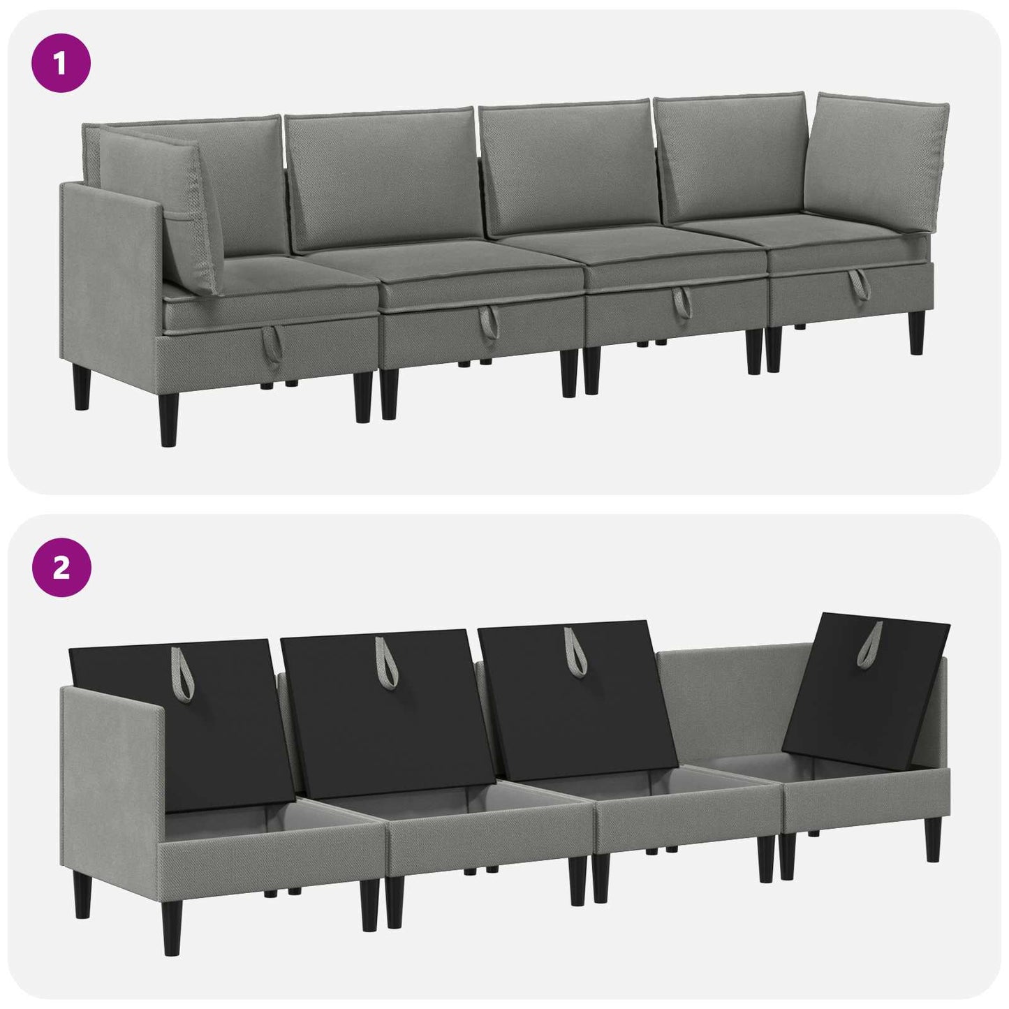 Nappali bútor szett 4 pcs Sötétszürke Szövet