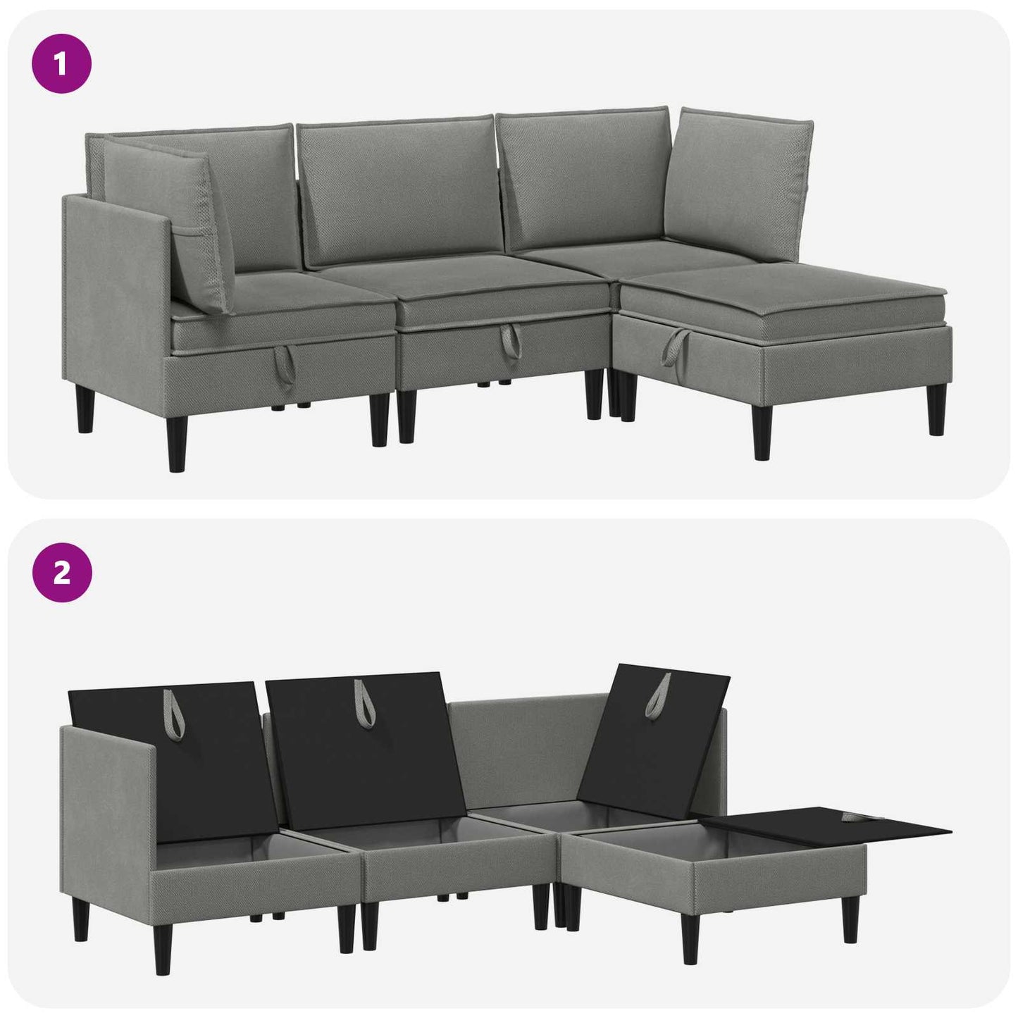 Nappali bútor szett 4 pcs Sötétszürke Szövet