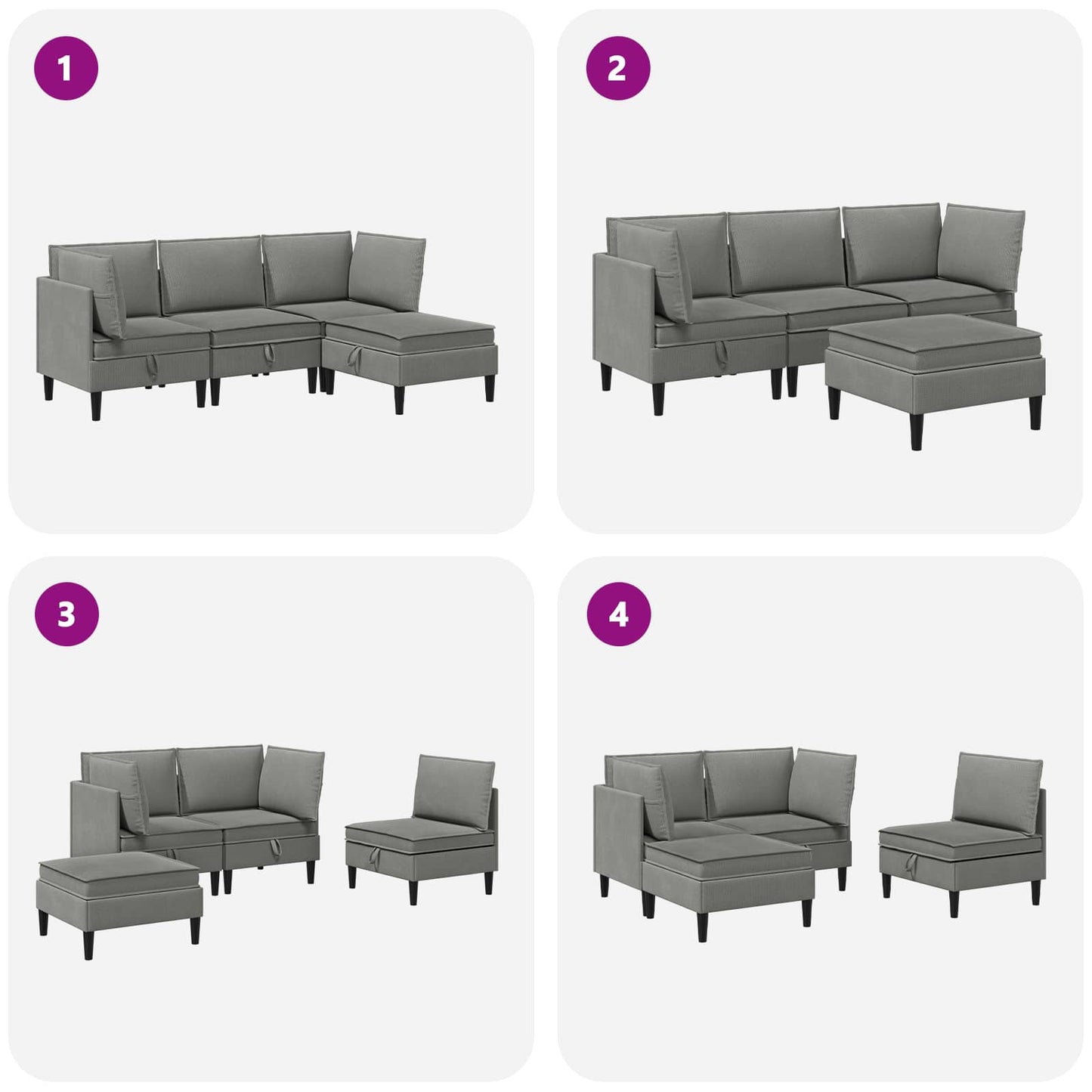 Nappali bútor szett 4 pcs Sötétszürke Szövet