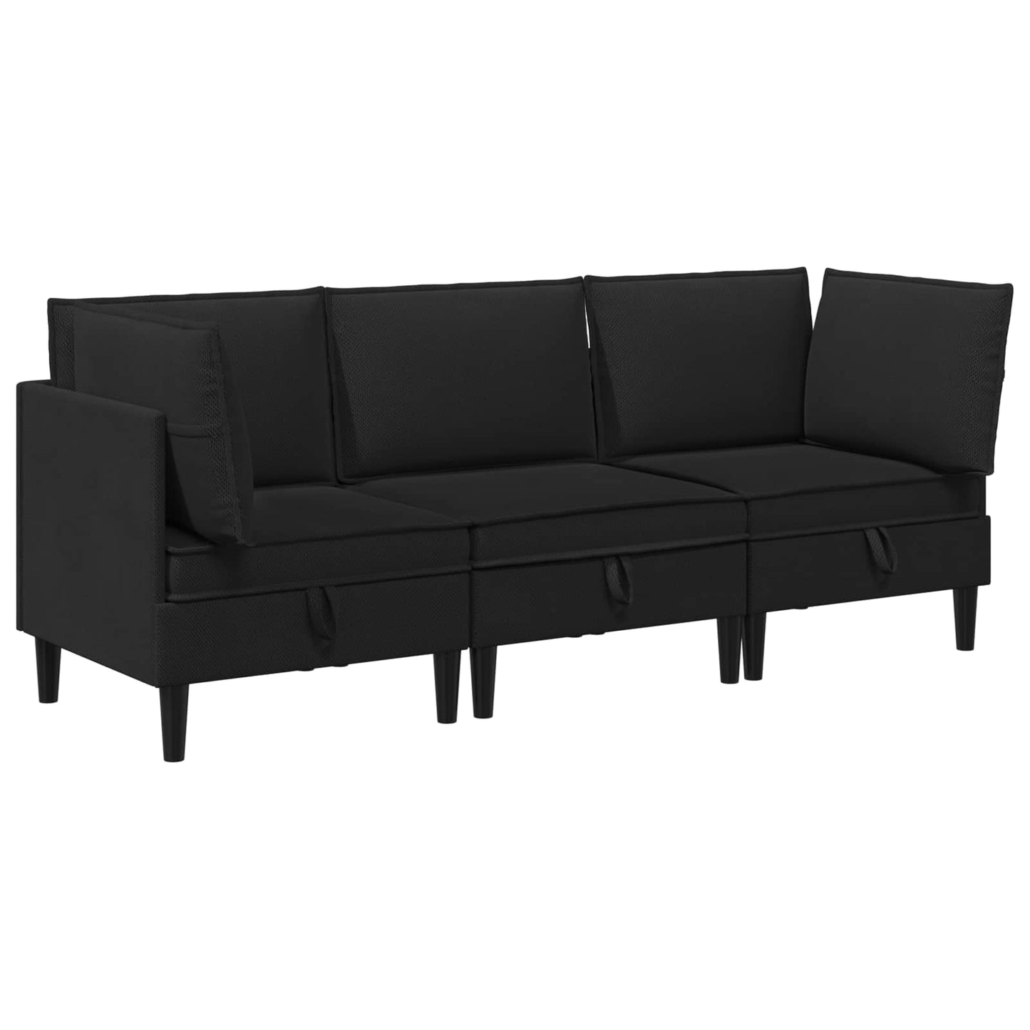 Nappali bútor szett 3 pcs Fekete Szövet