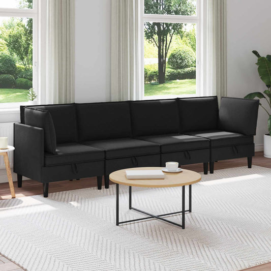 Nappali bútor szett 4 pcs Fekete Szövet