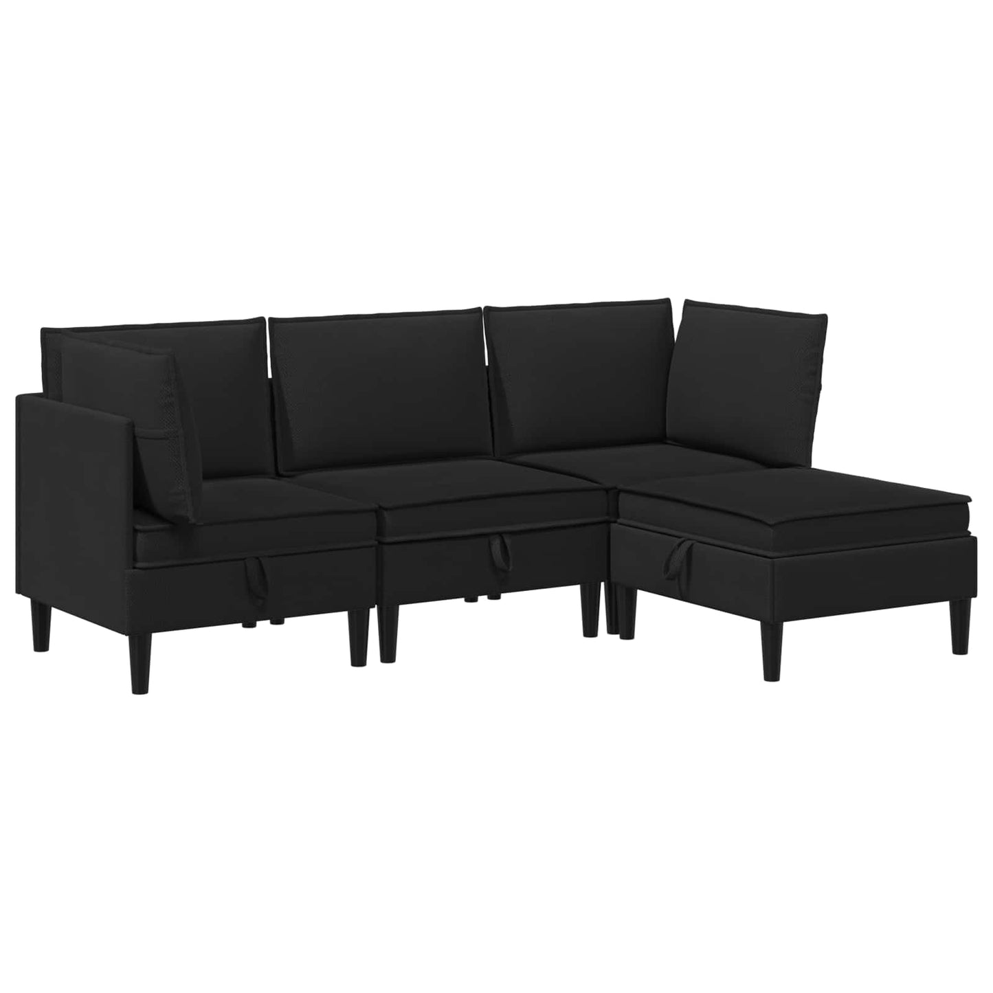 Nappali bútor szett 4 pcs Fekete Szövet