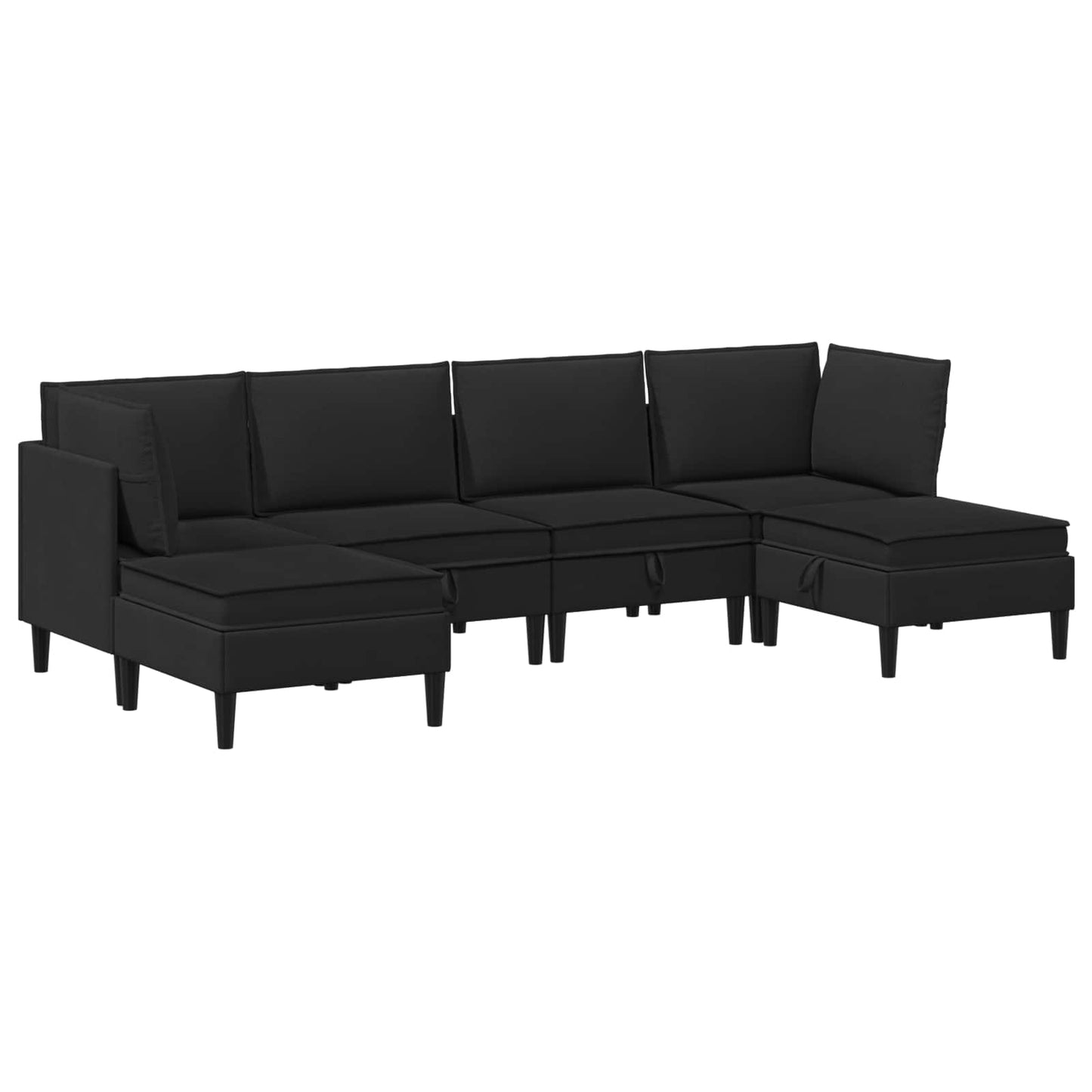 Nappali bútor szett 6 pcs Fekete Szövet