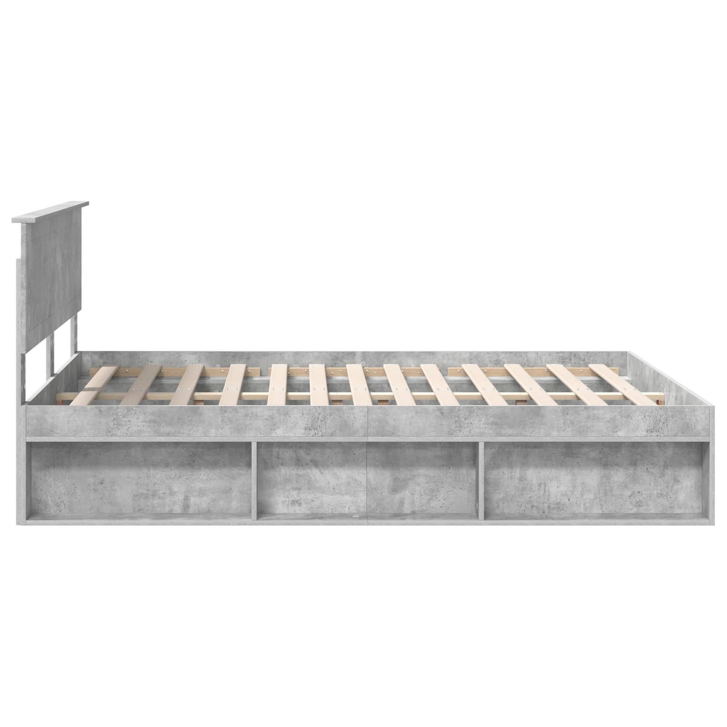 Ágykeret fejtámlával Beton Szürke 150 x 200 cm Tömör fenyőfa