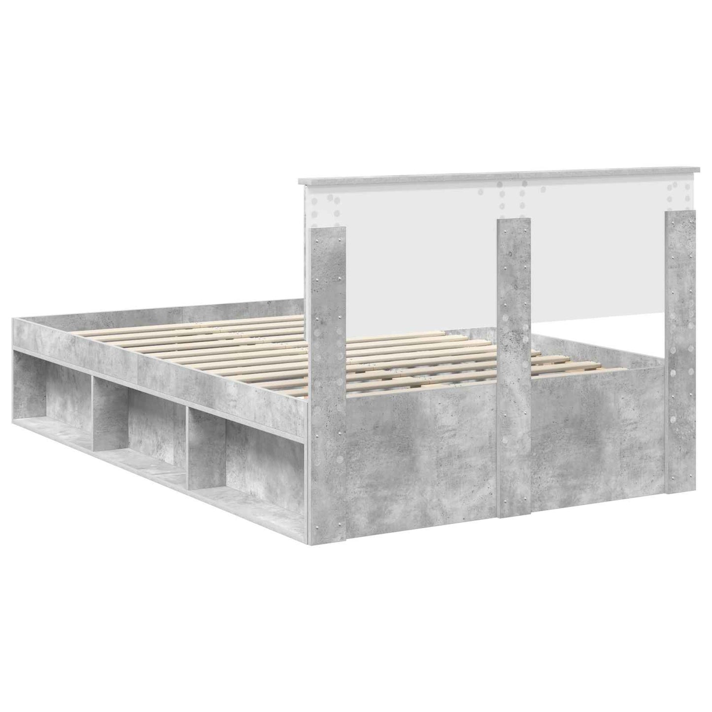Ágykeret fejtámlával Beton 120 x 200 cm Tömör fenyőfa