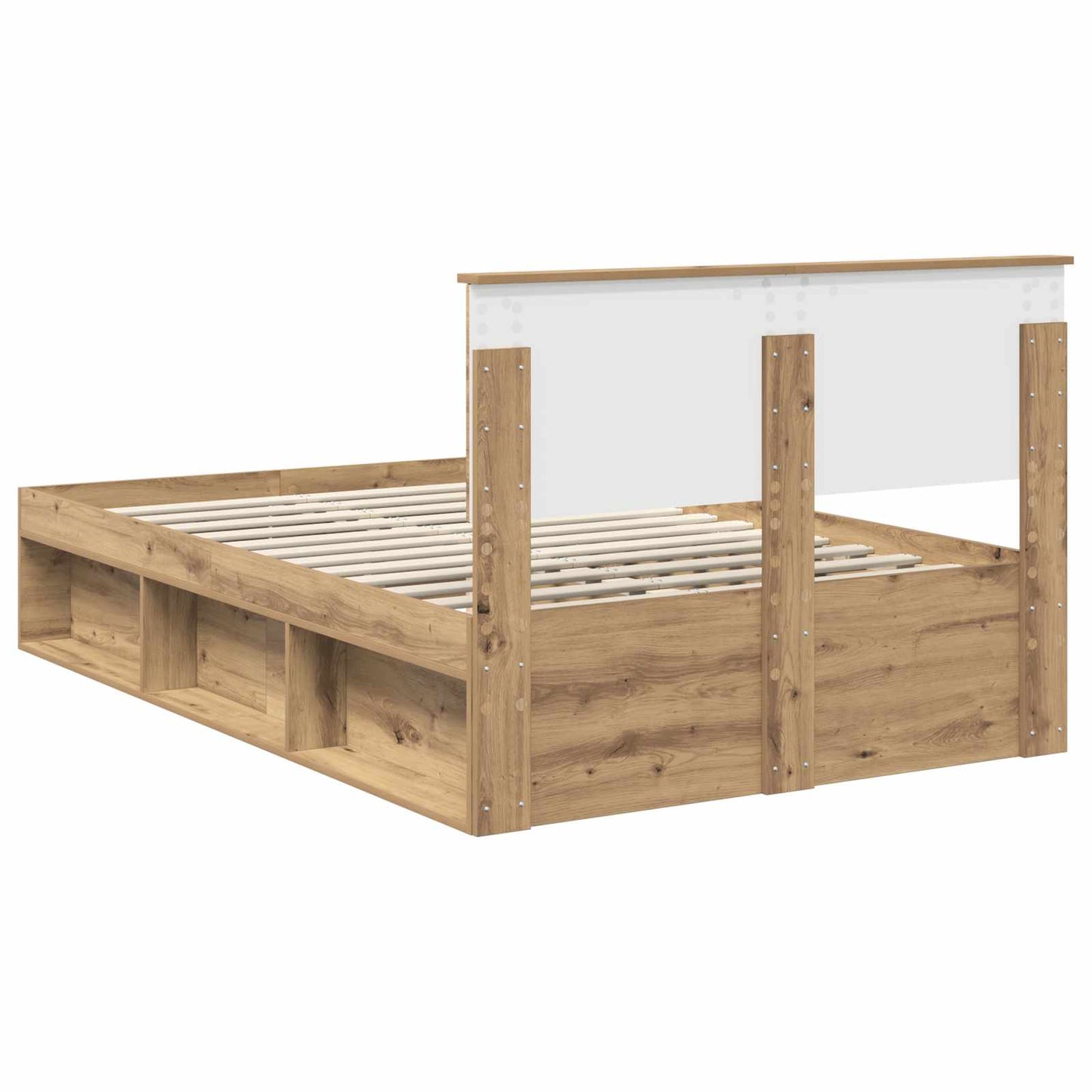 Ágykeret fejtámlával Művészi tölgy 120 x 200 cm Tömör fenyőfa