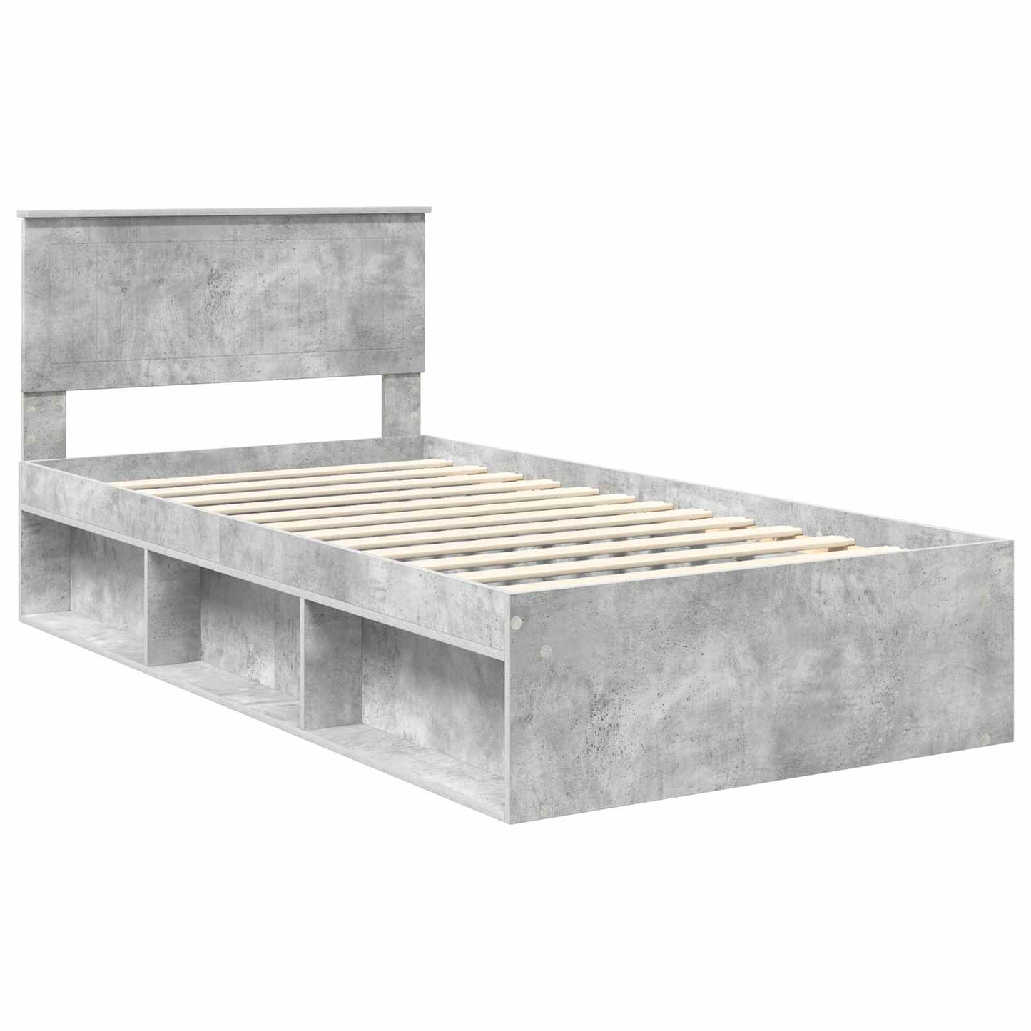Ágykeret fejtámlával Beton Szürke 100 x 200 cm Tömör fenyőfa