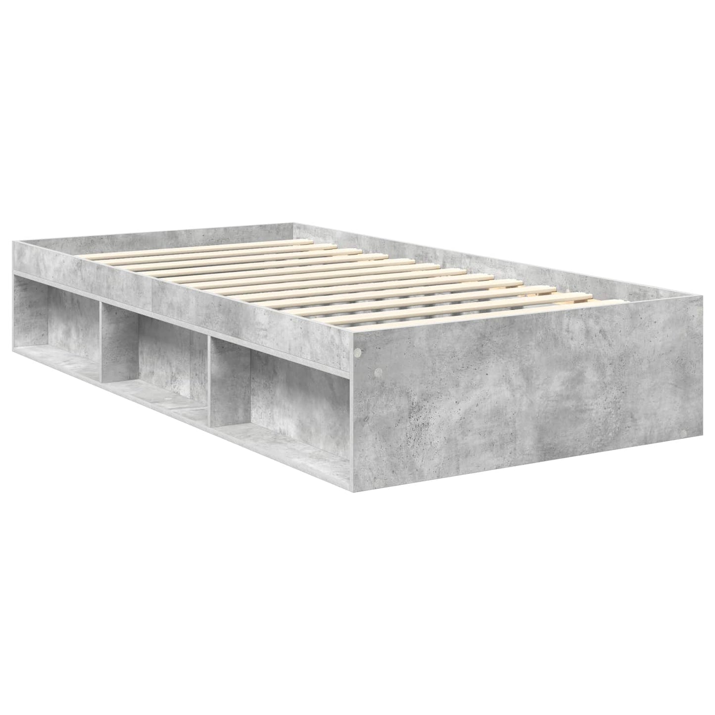 Ágykeret fejtámlával Beton Szürke 100 x 200 cm Tömör fenyőfa