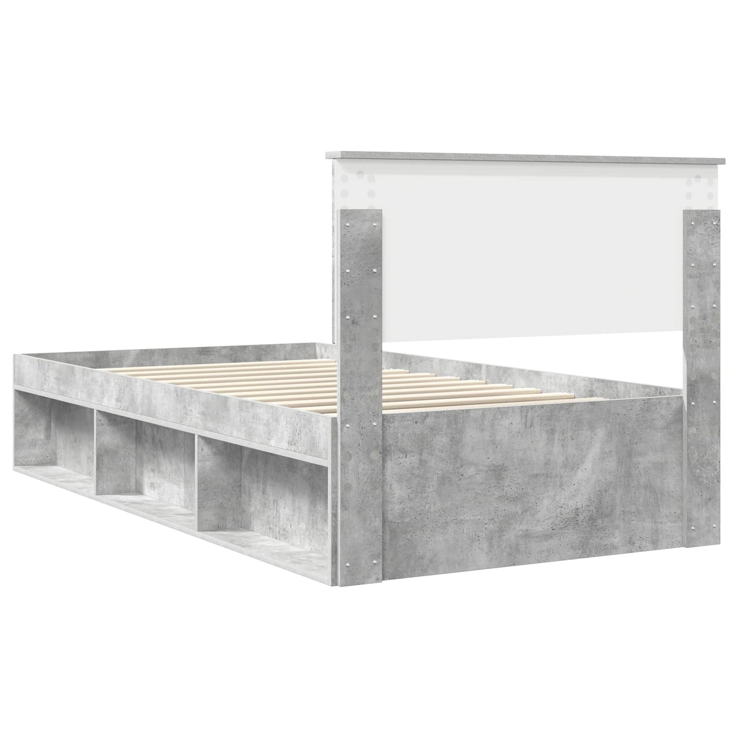 Ágykeret fejtámlával Beton Szürke 100 x 200 cm Tömör fenyőfa